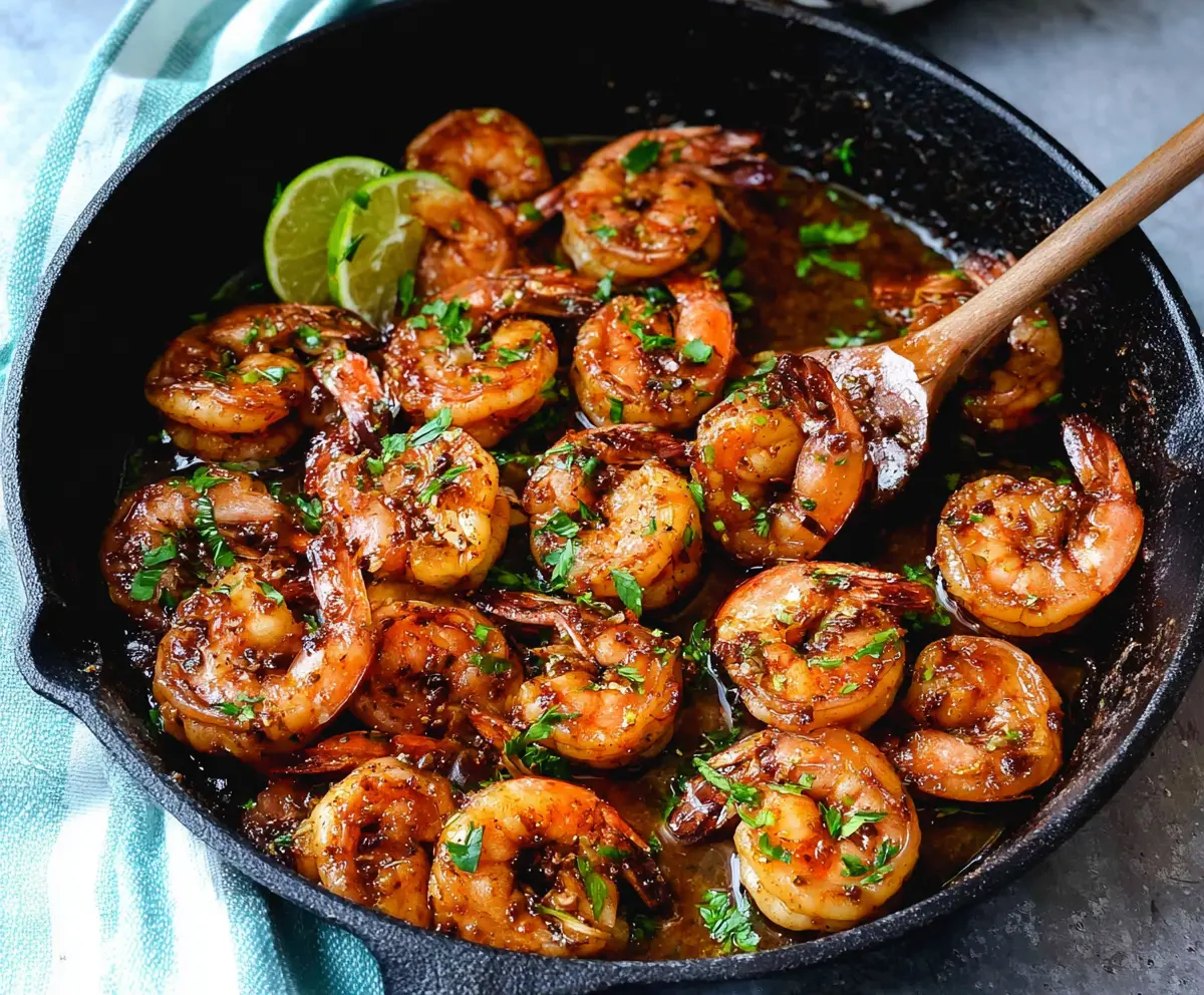 Delicious Cajun garlic butter shrimp served on a plate with fresh herbs