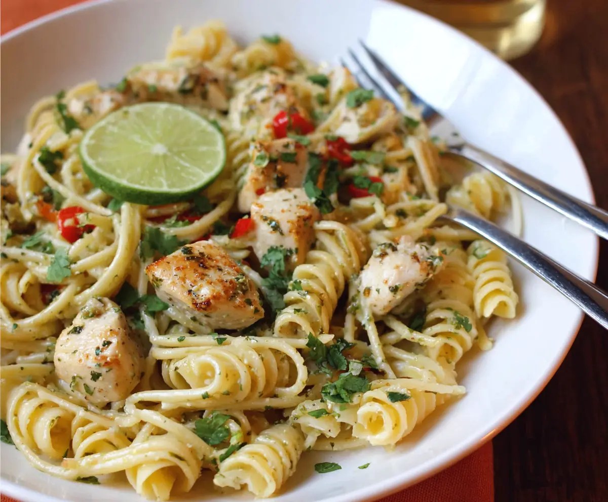 Delicious Cilantro Lime Chicken Pasta with fresh herbs and zesty lime flavor.