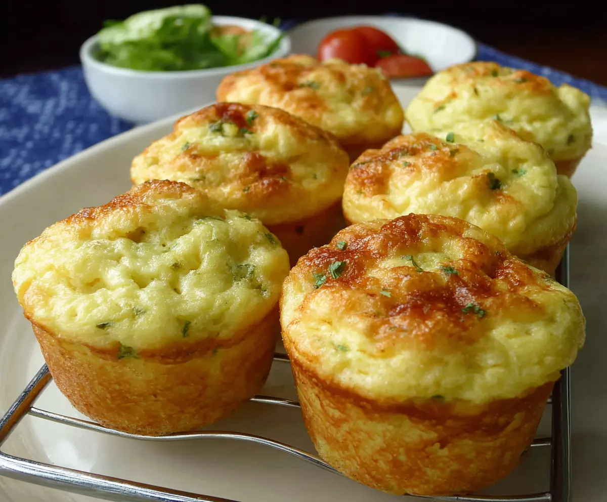 Healthy cottage cheese egg muffin with fresh herbs on a plate