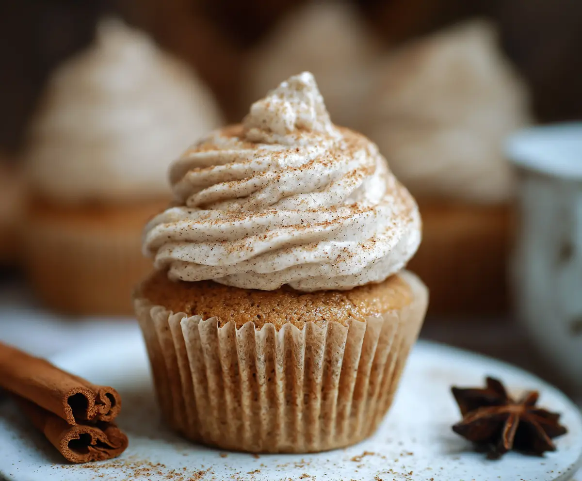 Delicious sourdough chai cupcakes with a warm, spiced aroma, perfect for baking enthusiasts.