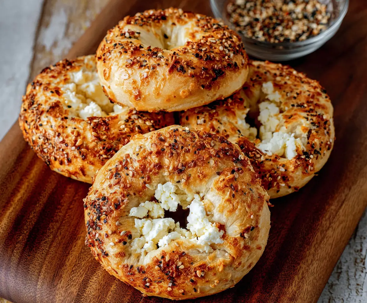 Delicious 3 Ingredient Air Fryer Cottage Cheese Bagels ready to enjoy for breakfast or snacks.