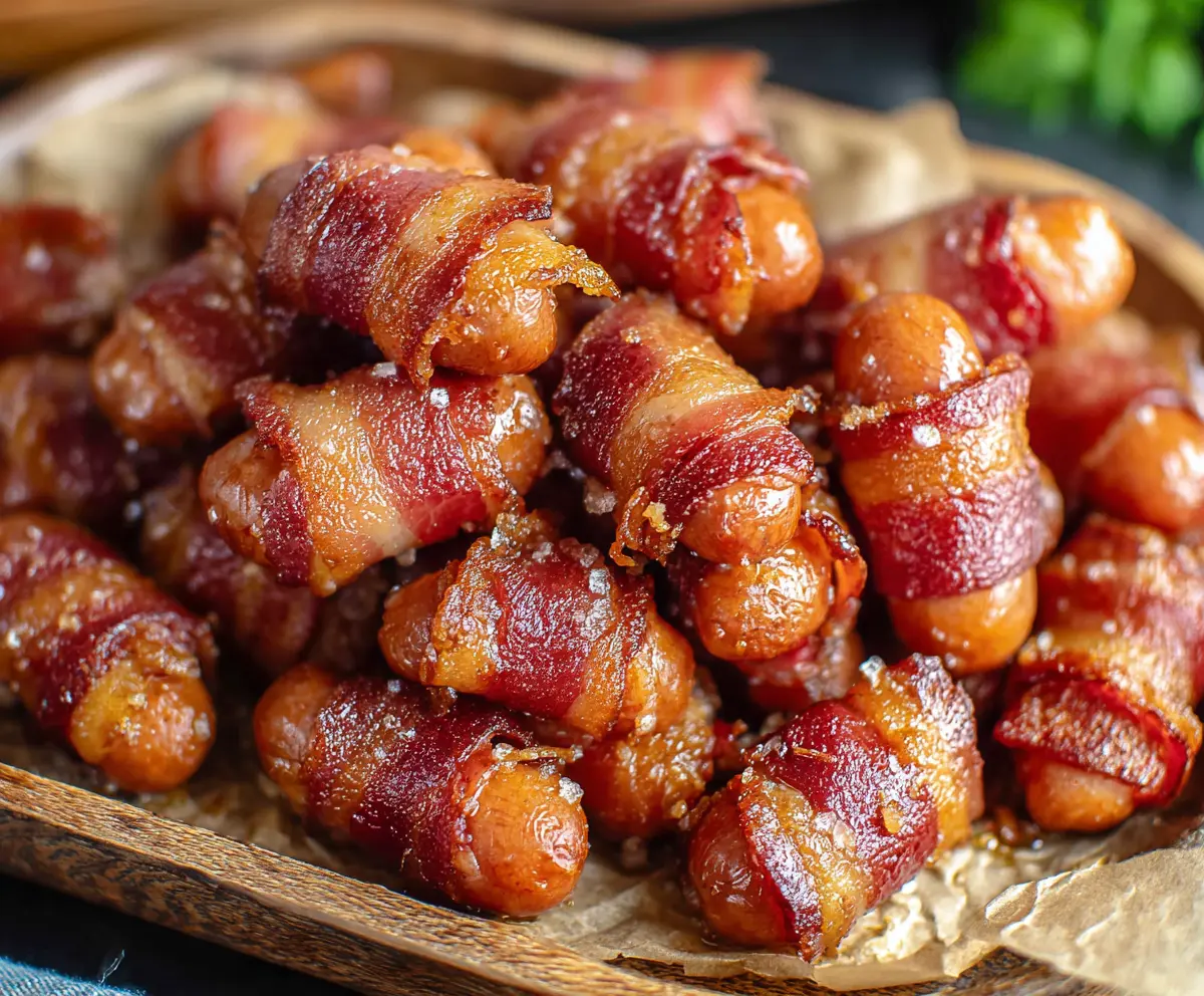 Delicious Brown Sugar Bacon Little Smokies served on a platter, perfect for appetizers.