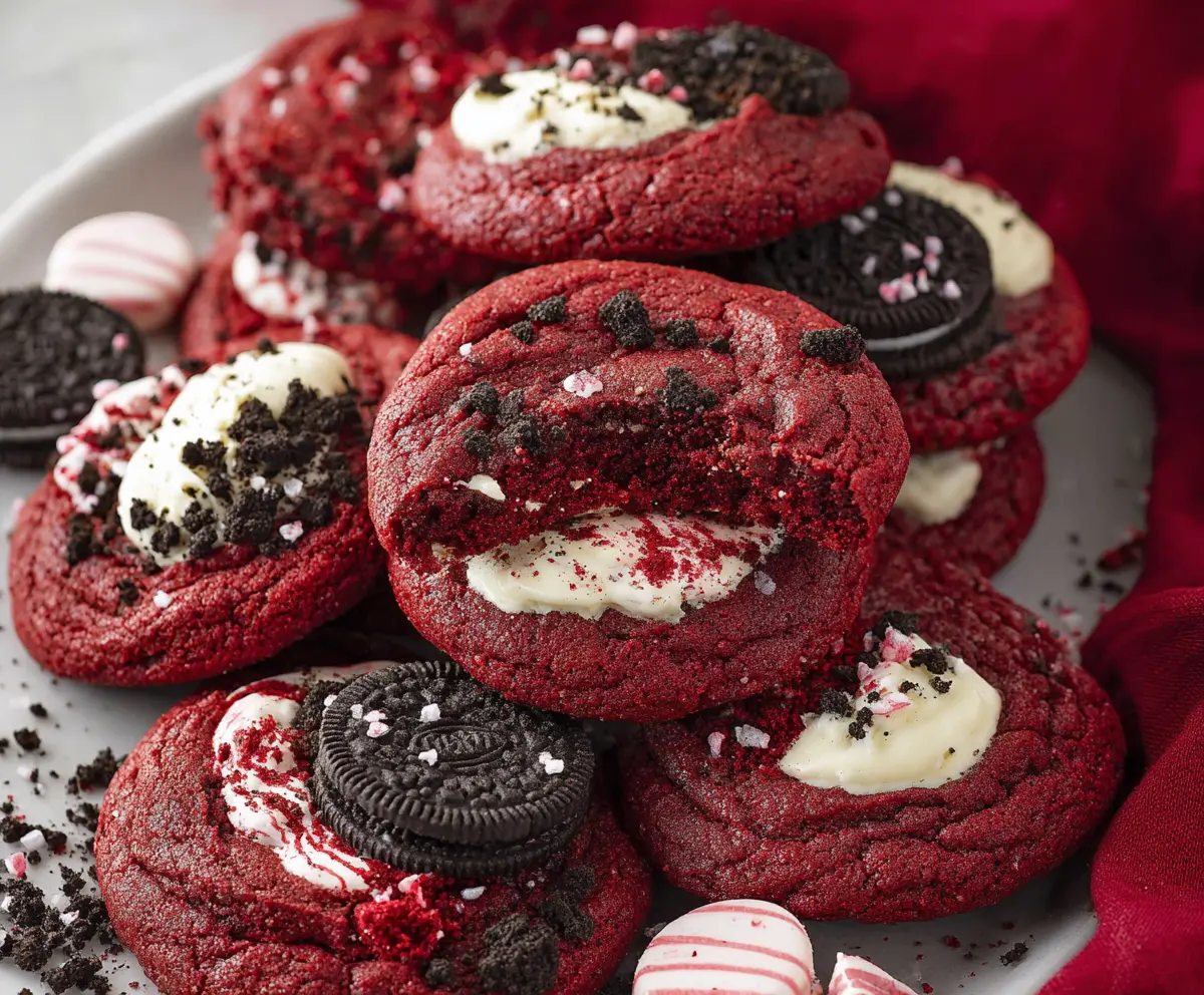 Delicious crushed Oreo cookies on red velvet treats for a rich dessert