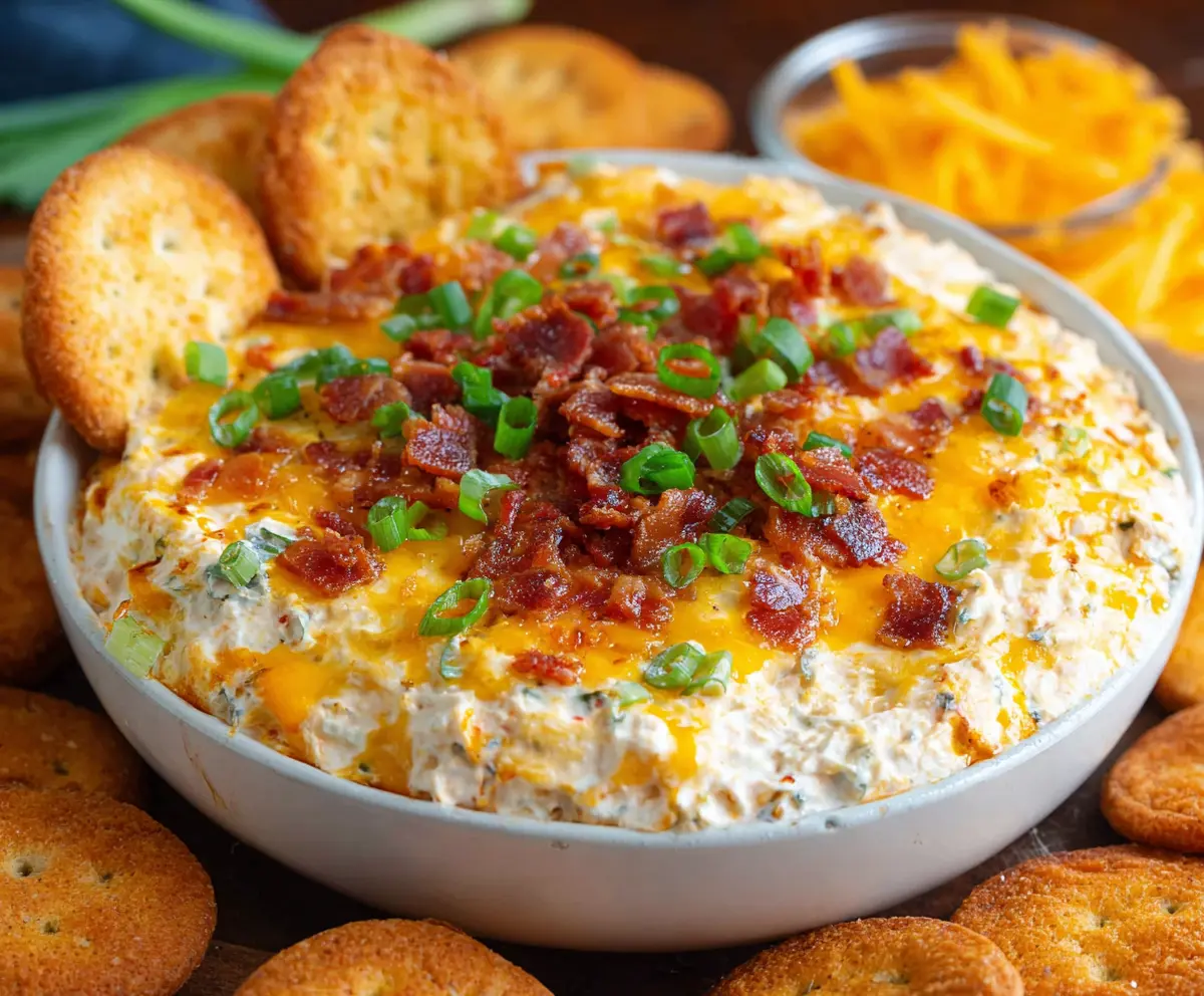 Delicious Million Dollar Crack Dip in a bowl with crispy chips on the side, perfect for parties.