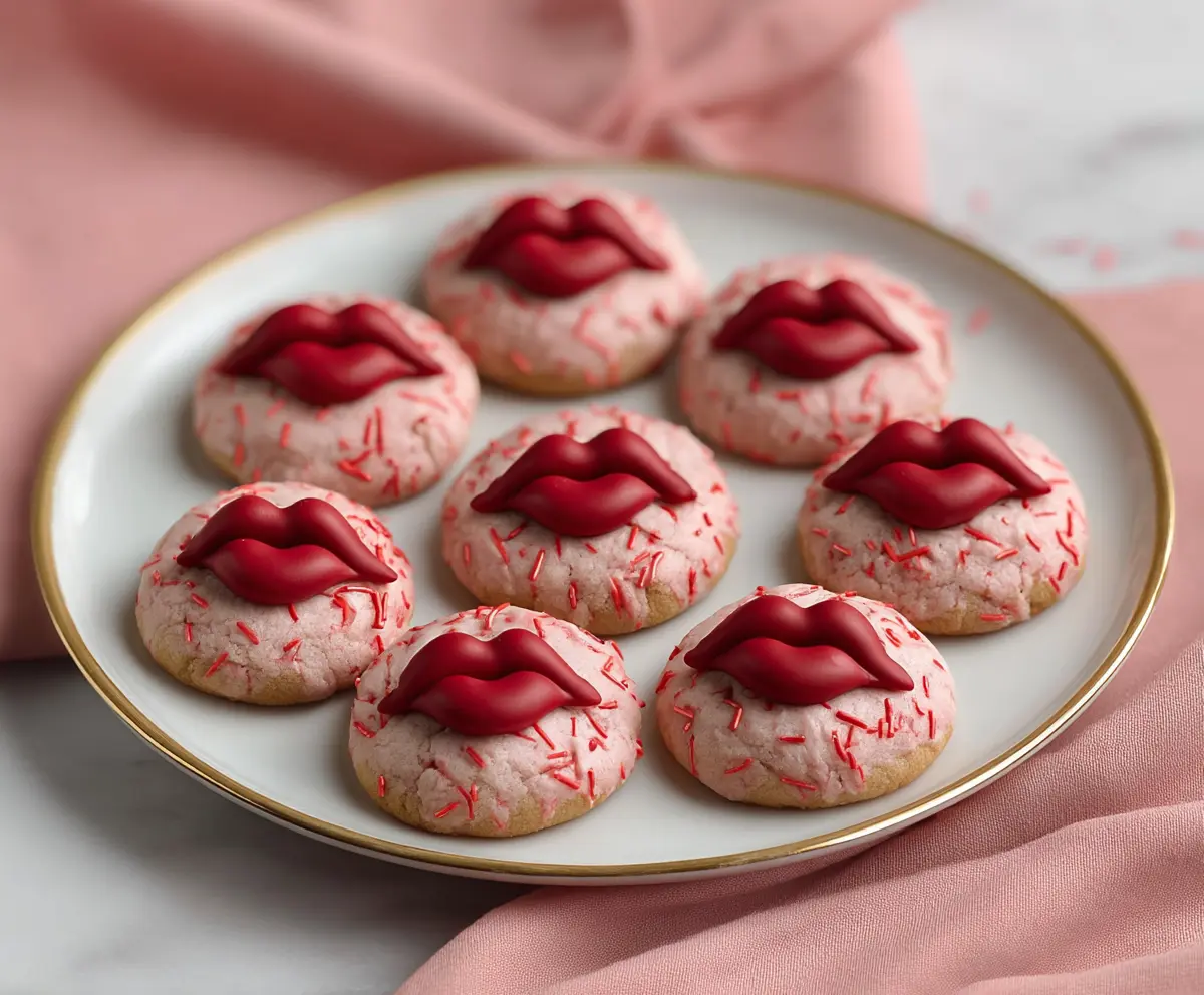 Delicious Cherry Kiss Cookies with vibrant red cherries and smooth white chocolate coating.