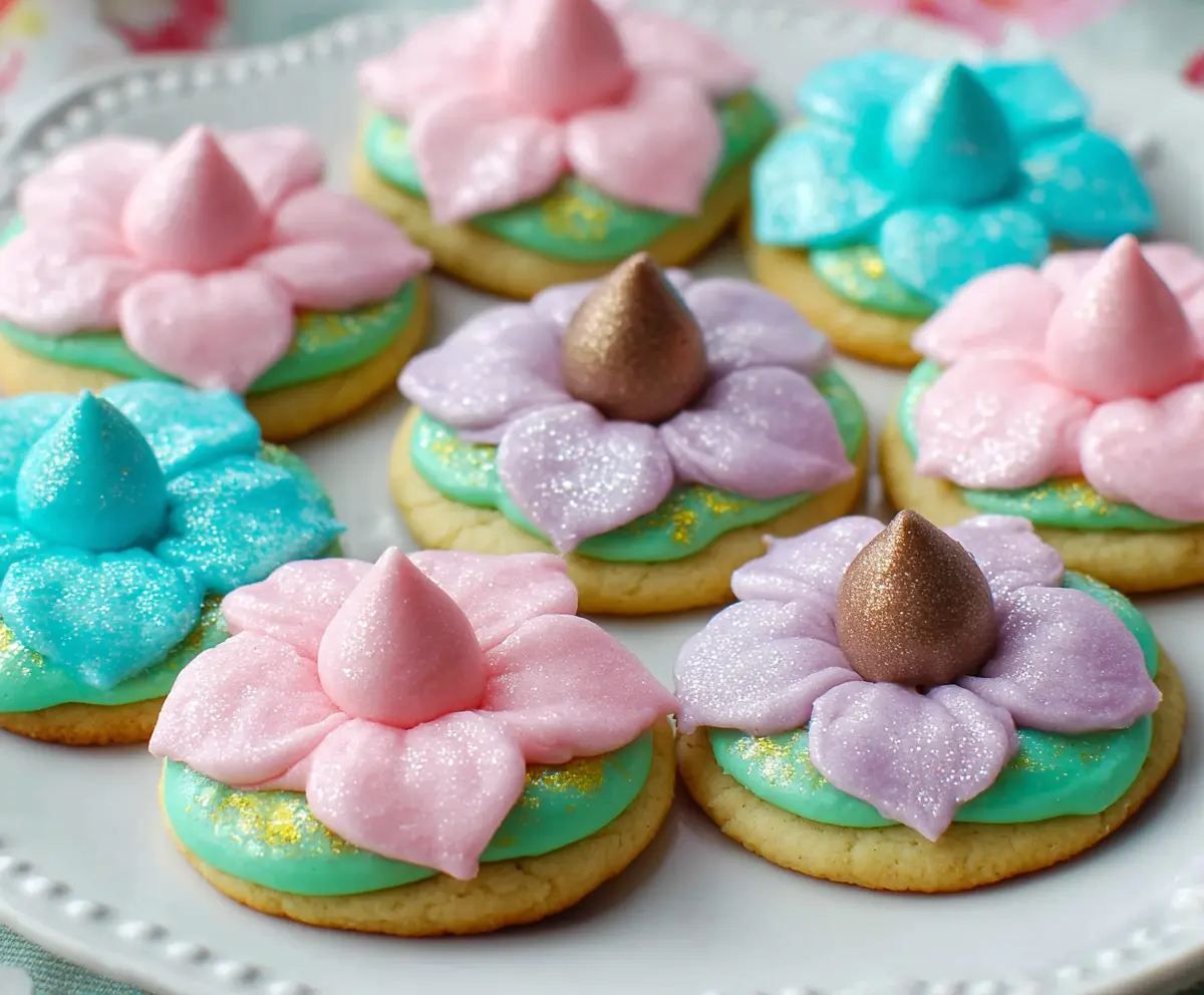 Decorated Easter Blossom Cookies with colorful icing and floral designs for spring celebration.