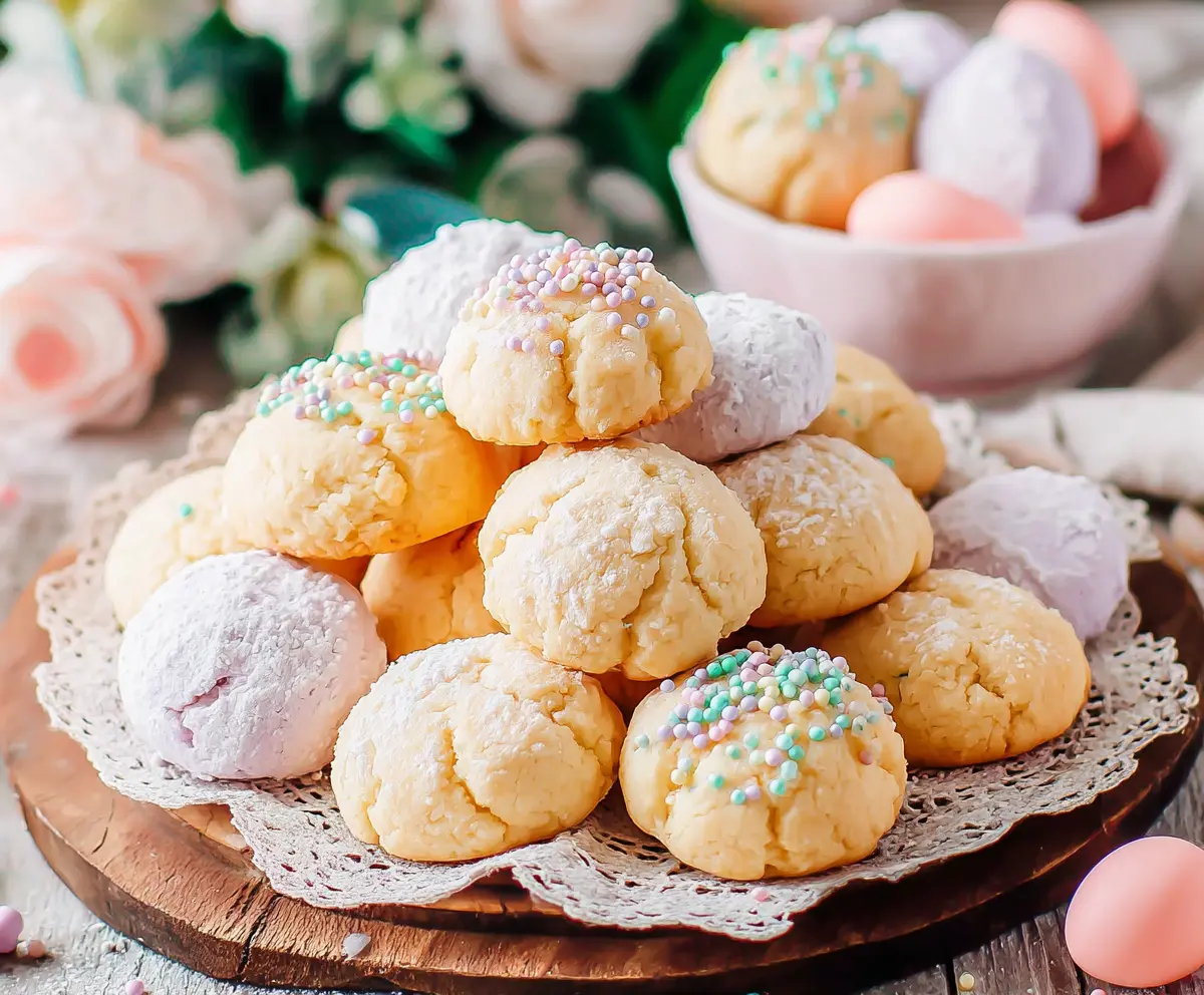 Delicious Italian Easter Cookies with colorful sprinkles and festive presentation