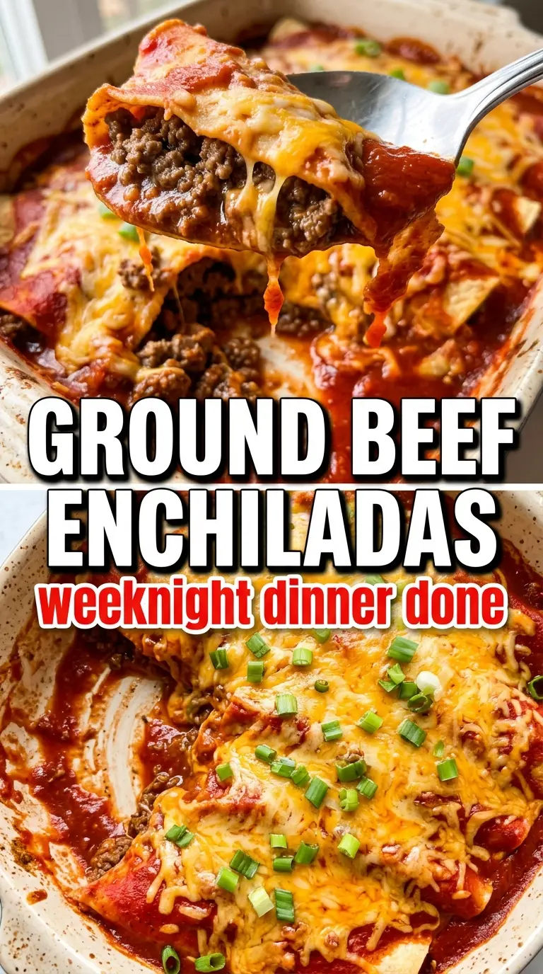 Ground Beef Enchiladas cheesy saucy