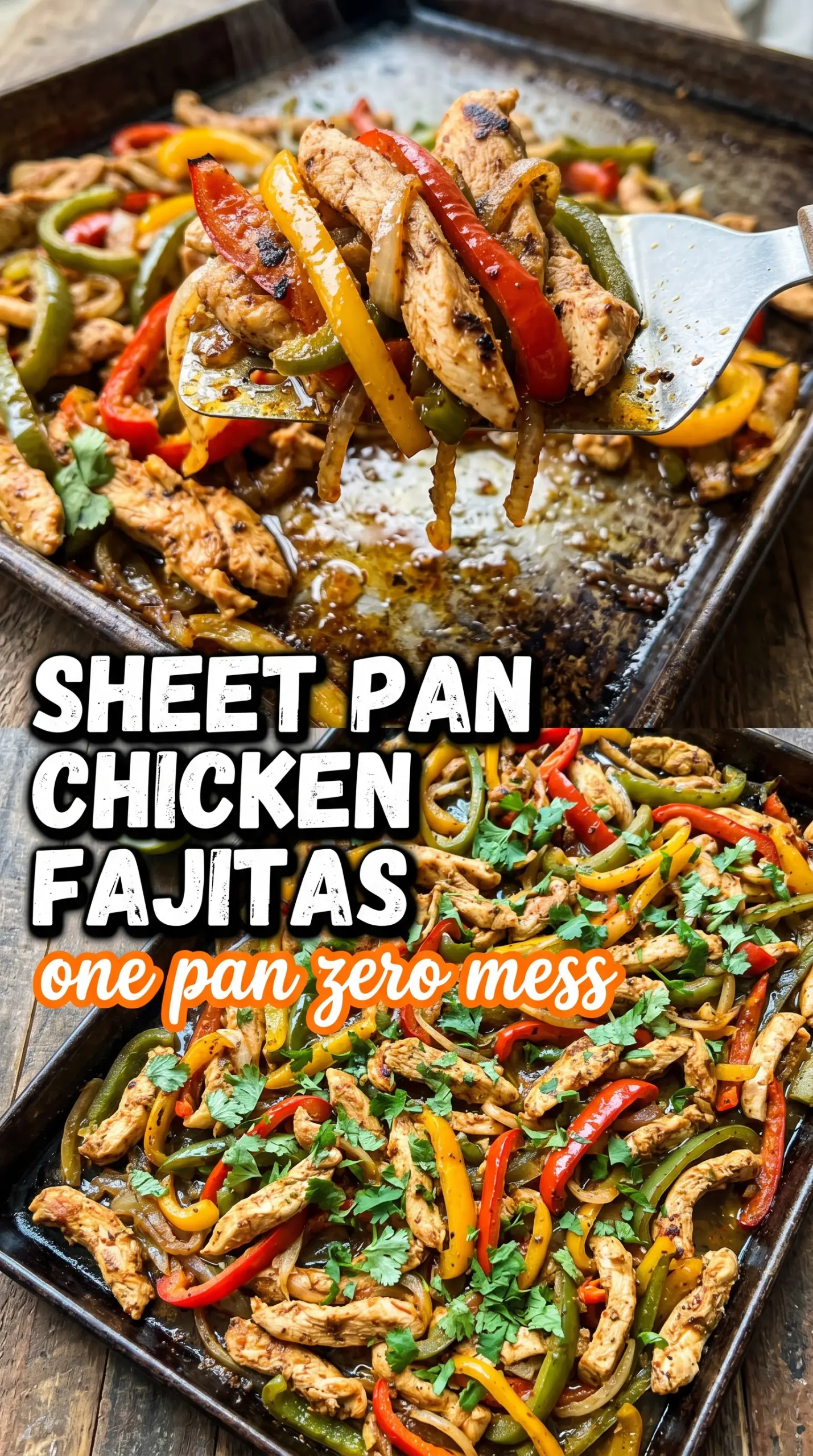 Sheet Pan Chicken Fajitas charred chicken peppers