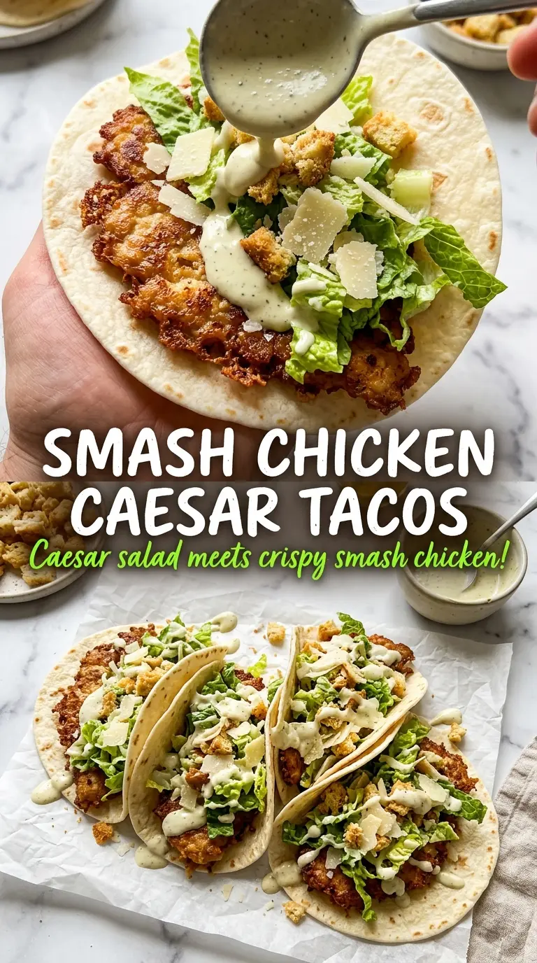 Smash Chicken Caesar Tacos crispy Caesar
