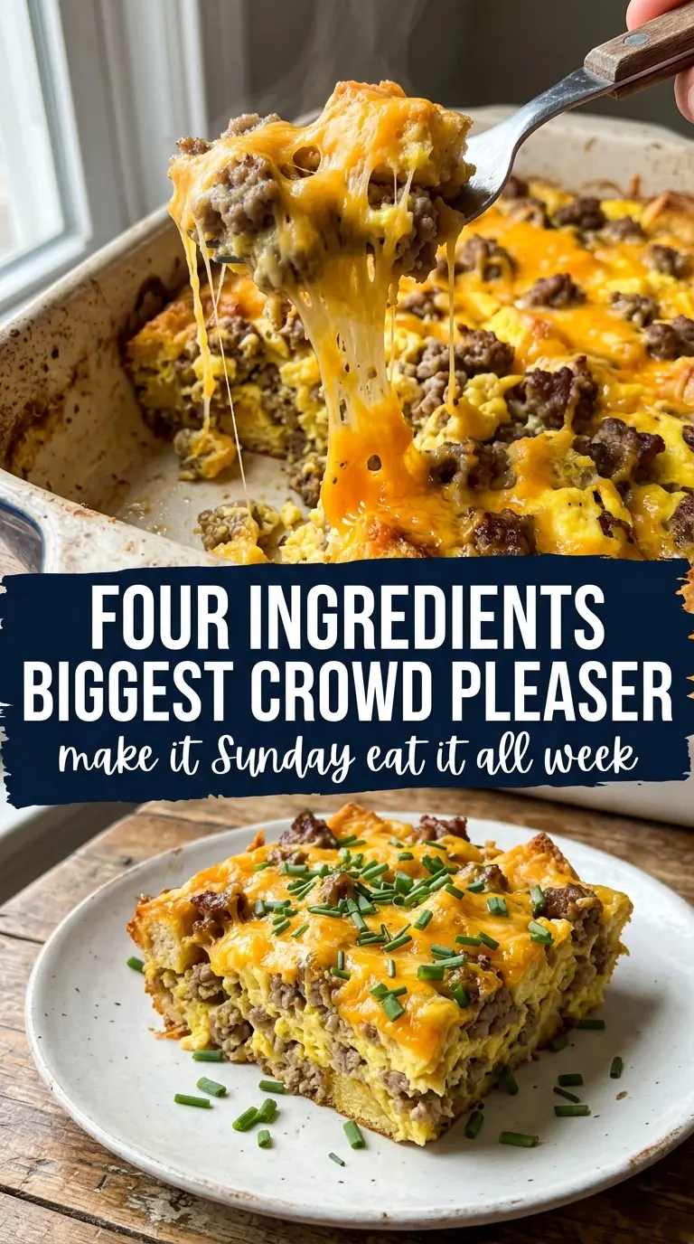 4-Ingredient Sausage Breakfast Casserole golden cheesy
