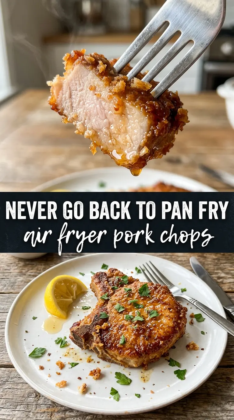 Air fryer pork chops golden seasoned juicy
