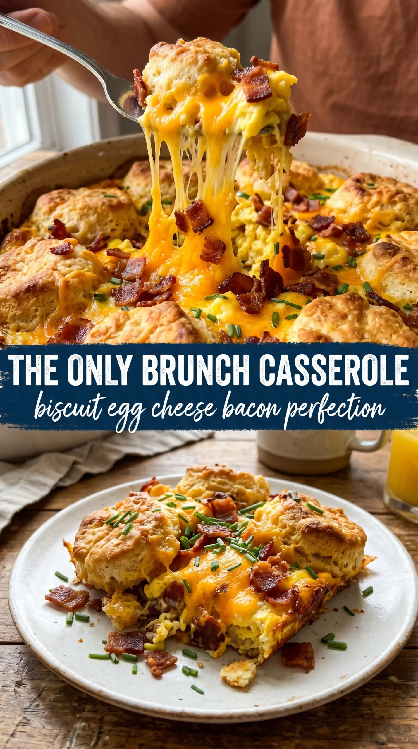 Bacon Egg and Cheese Biscuit Bake golden cheesy biscuit casserole