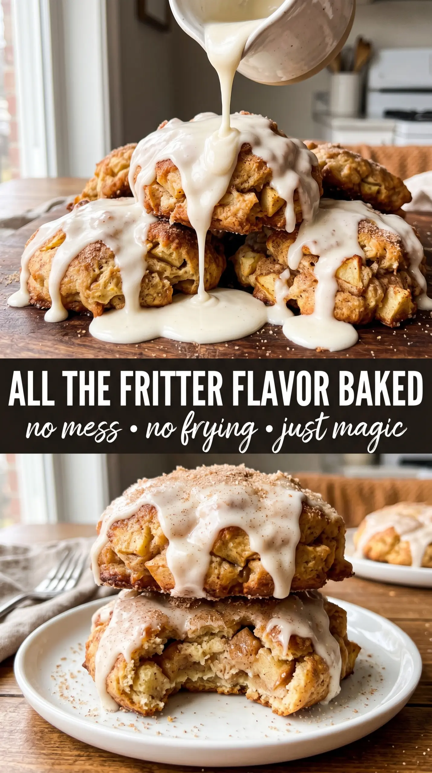 Baked Apple Fritters golden glazed cinnamon