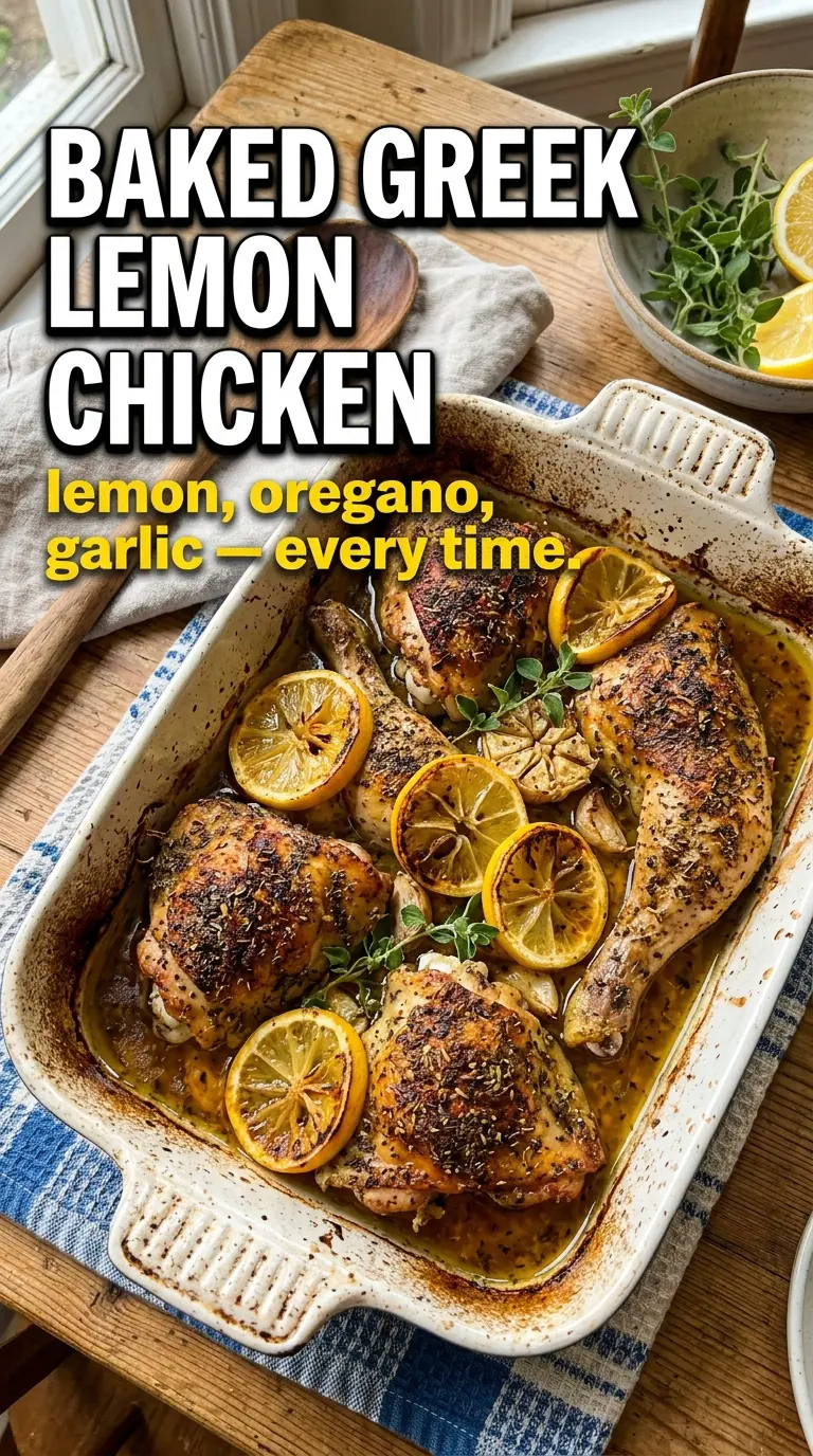 Baked Greek Lemon Chicken golden roasted caramelized