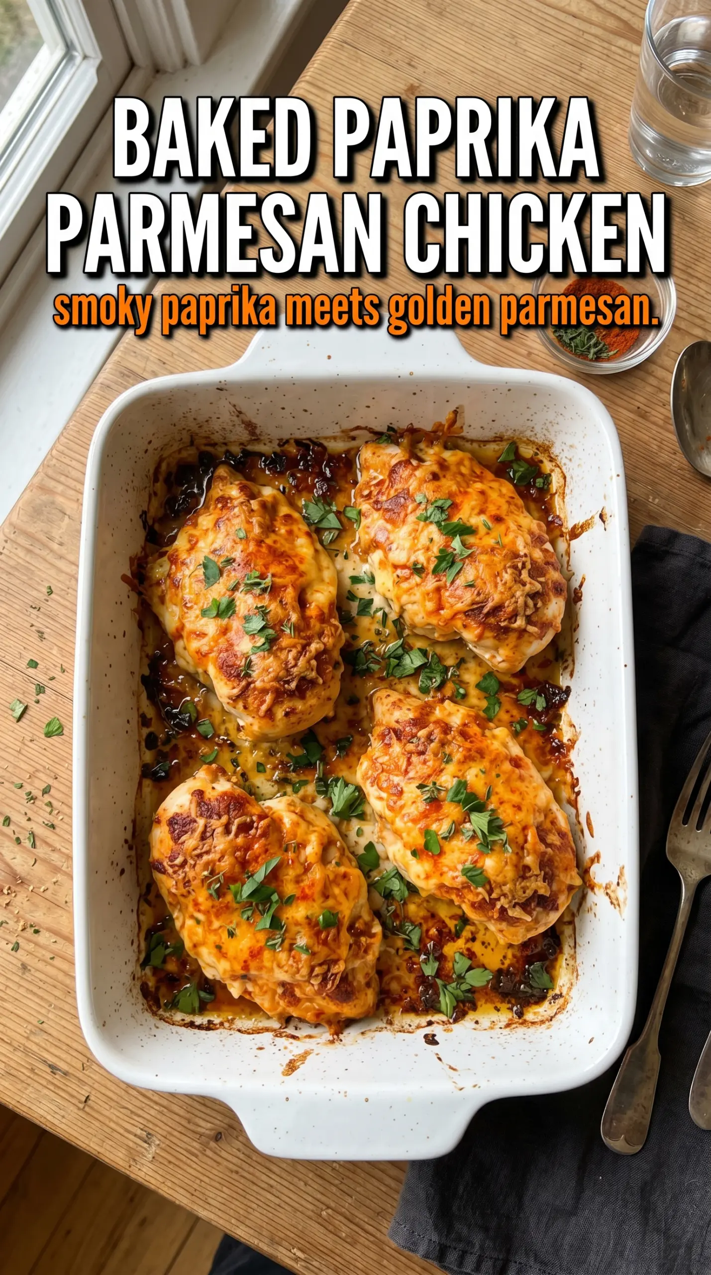 Cooked chicken with sauce and sides