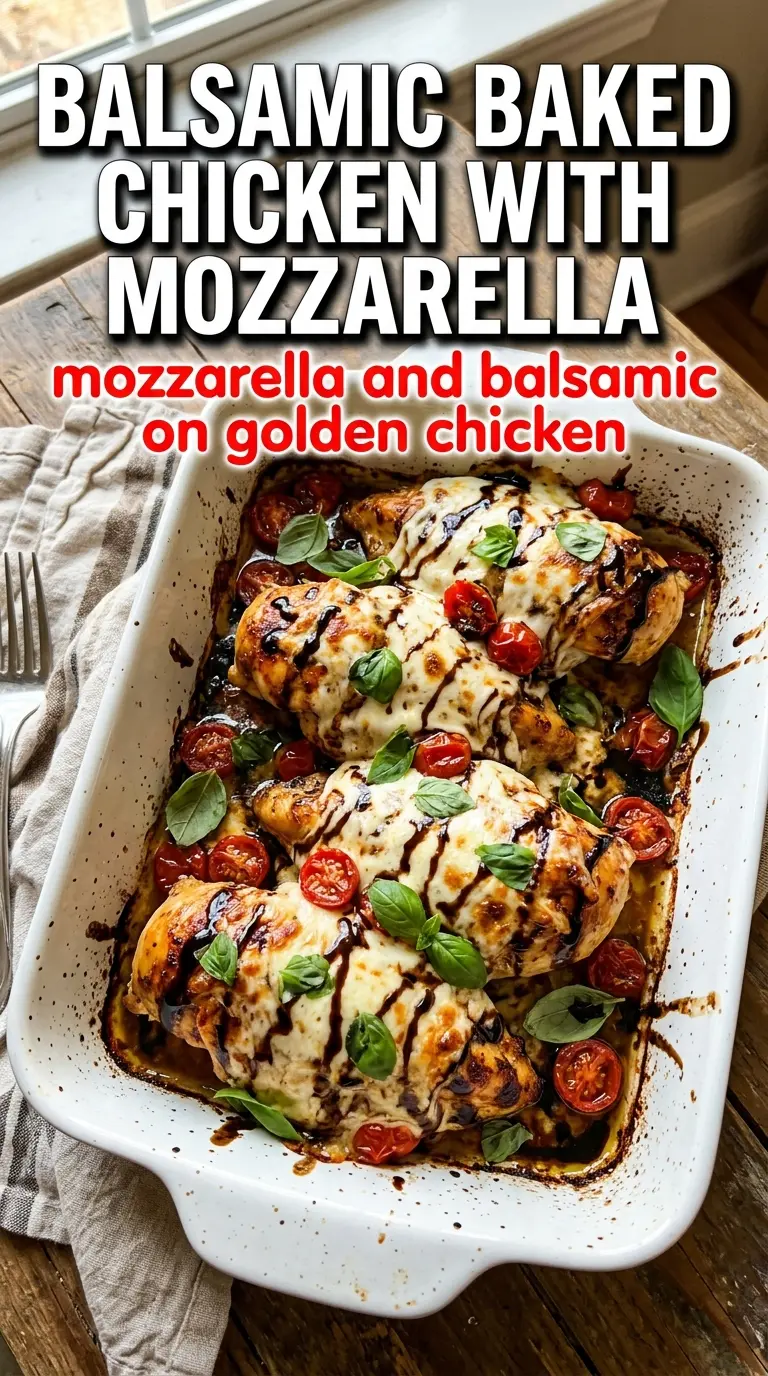 Balsamic baked chicken breast with mozzarella, juicy caprese-inspired, glazed