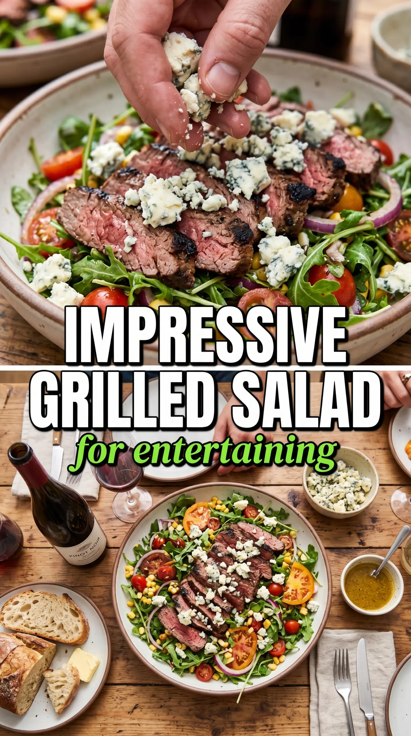 Balsamic Steak Gorgonzola Salad with Grilled Corn steak salad, gorgonzola, grilled corn