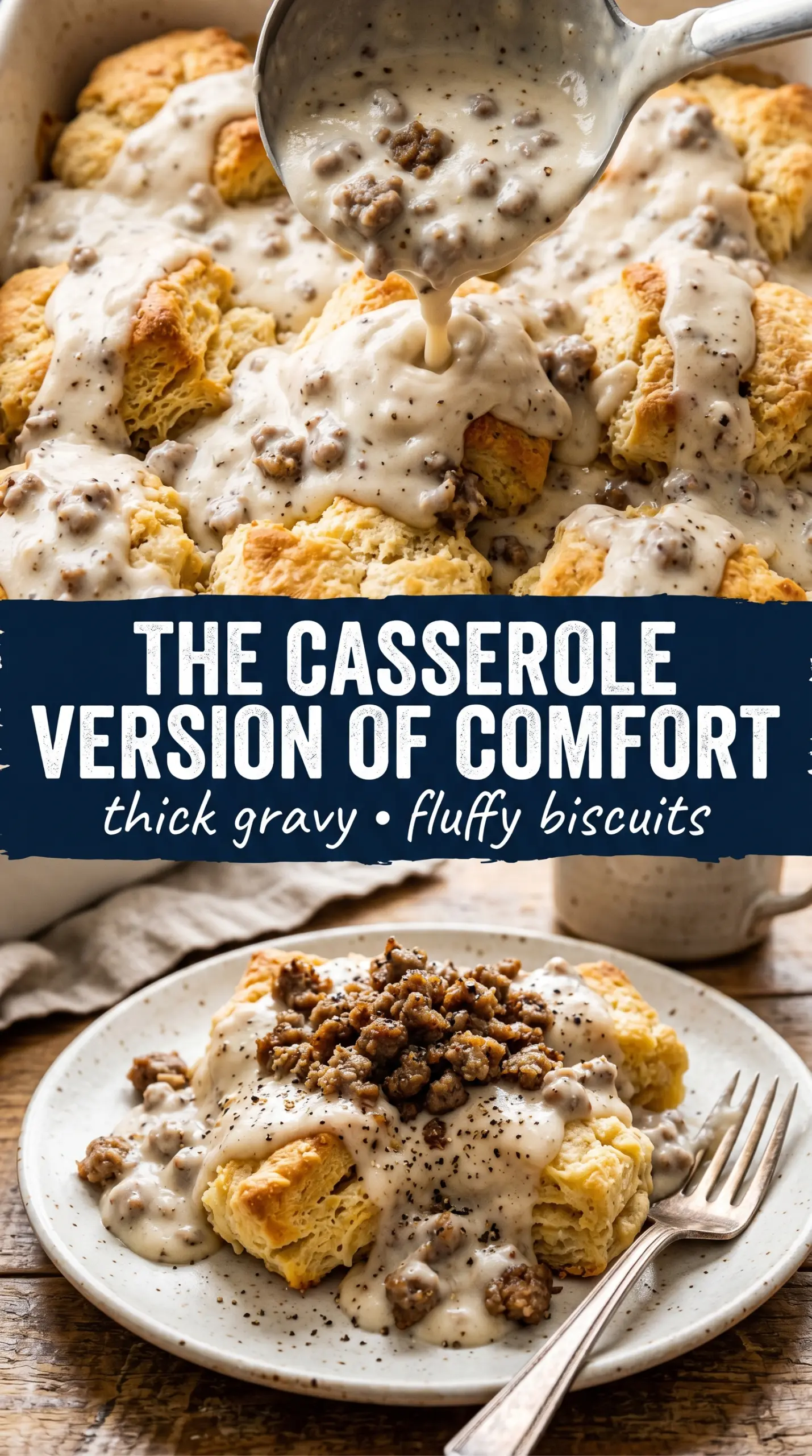 Biscuits and gravy casserole cheesy savory