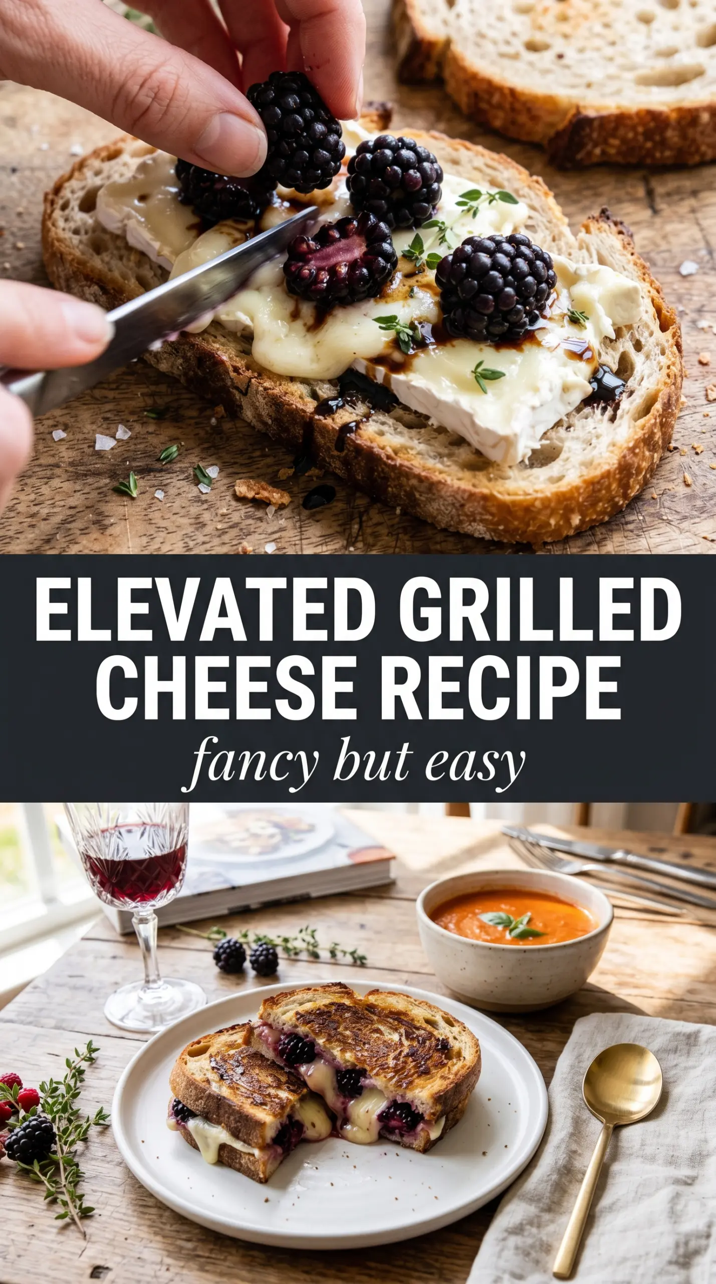 Blackberry Balsamic and Brie Grilled Cheese with melted, golden, juicy