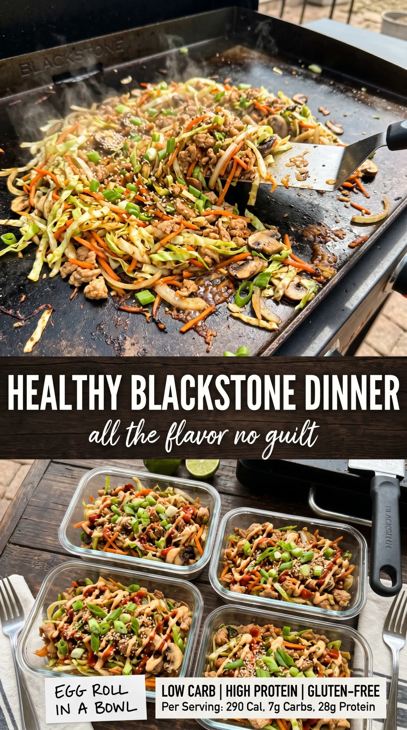Blackstone Egg Roll in a Bowl colorful griddle stir fry