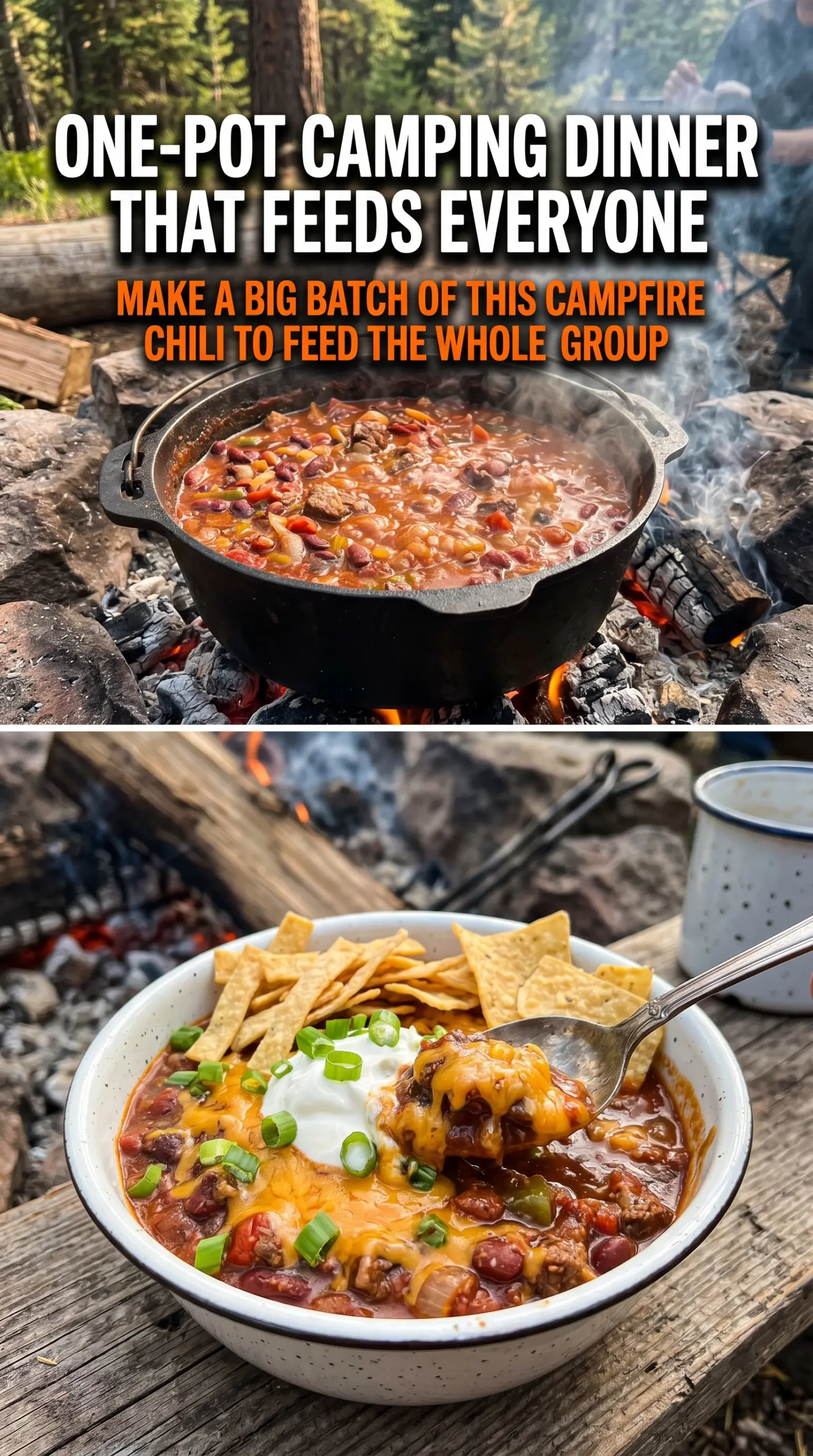 Campfire chili smoky hearty Dutch oven