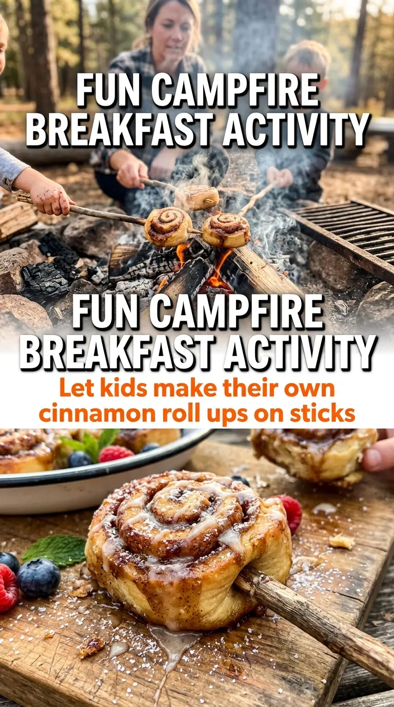 Campfire Cinnamon Roll Ups On A Stick golden glazed