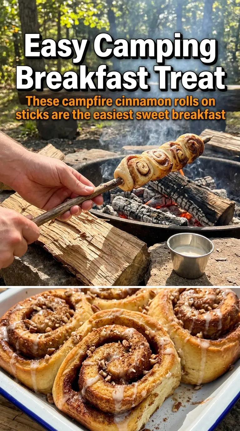 Campfire Cinnamon Rolls on a Stick golden spiral