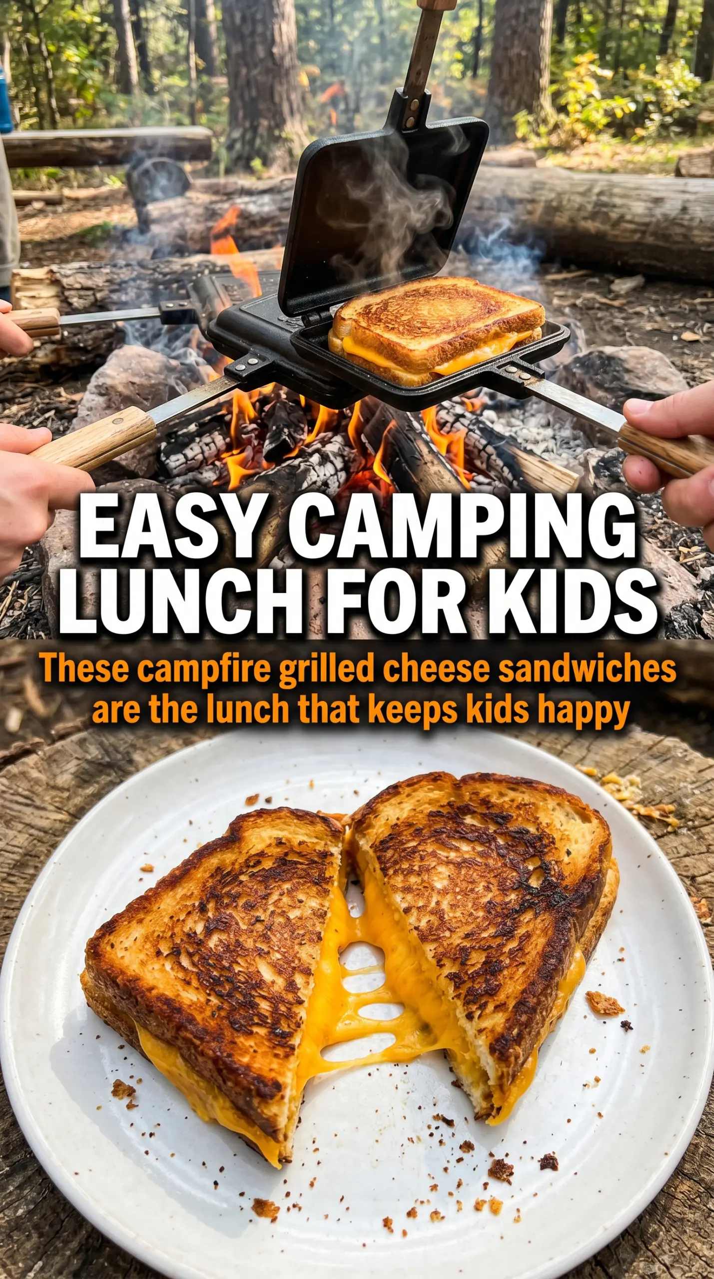 Campfire grilled cheese golden melty