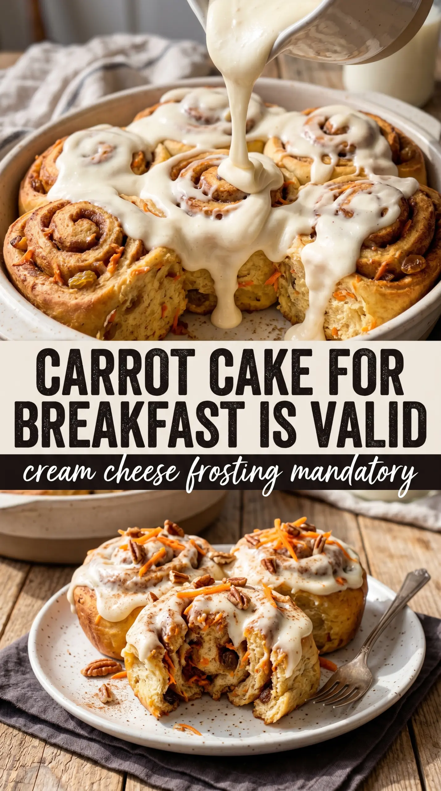 Carrot Cake Cinnamon Rolls soft spiced frosted