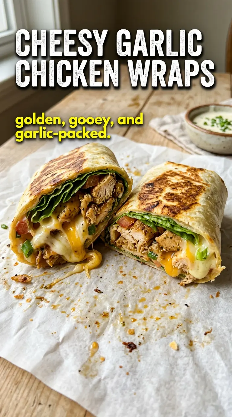 Cheesy Garlic Chicken Wraps cheesy garlicky toasted