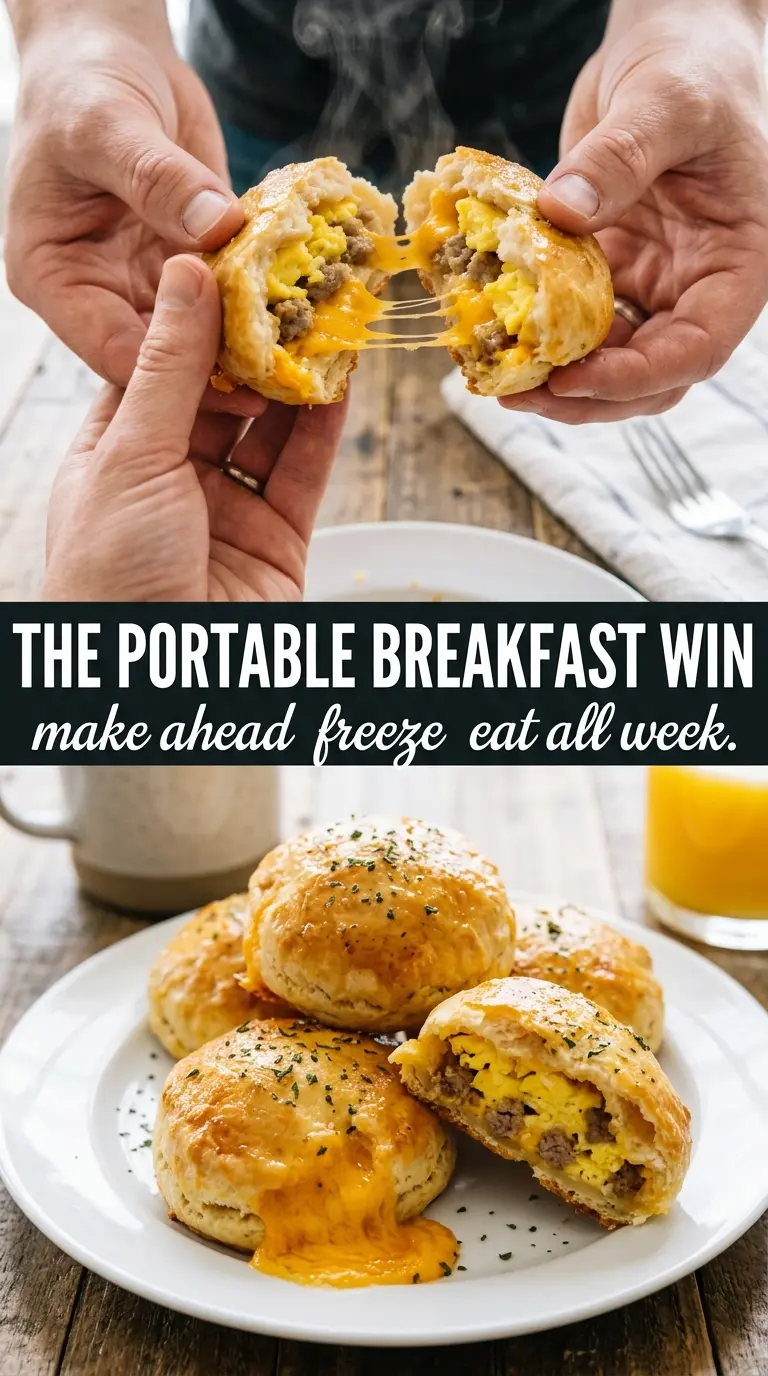 Cheesy Sausage Breakfast Bombs golden gooey biscuit
