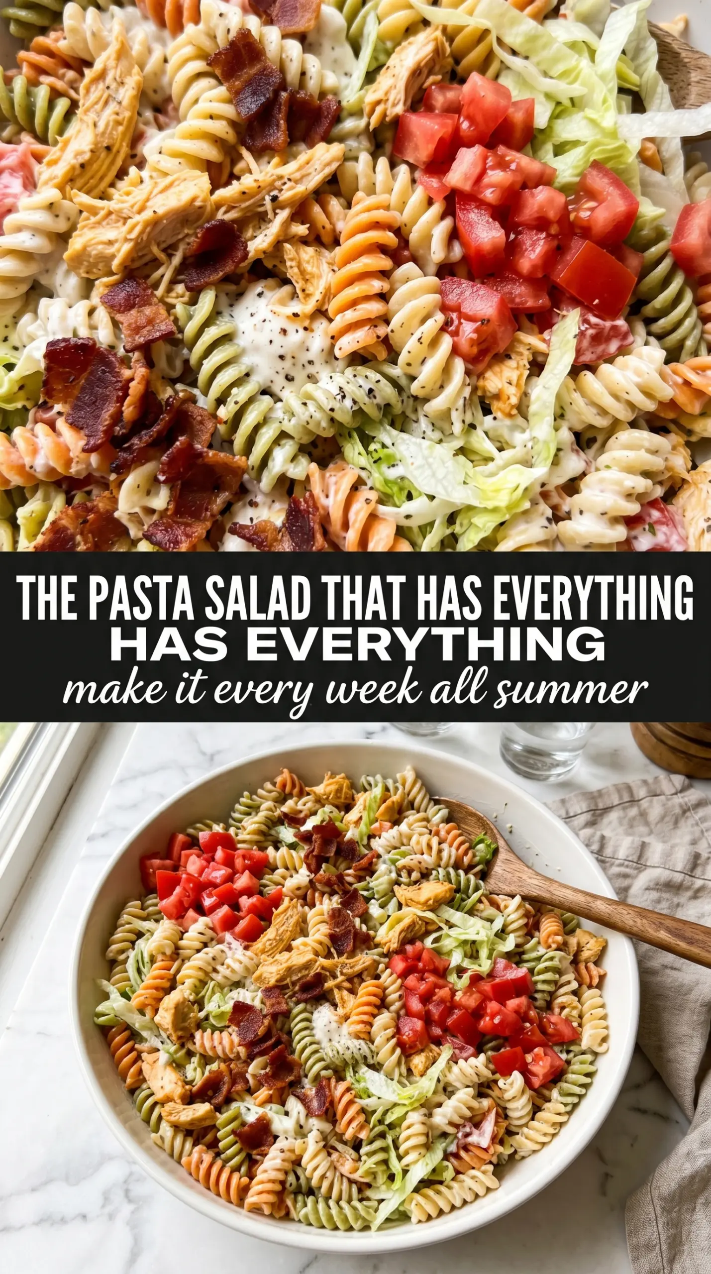 Chicken Club Pasta Salad creamy ranch, bacon, avocado