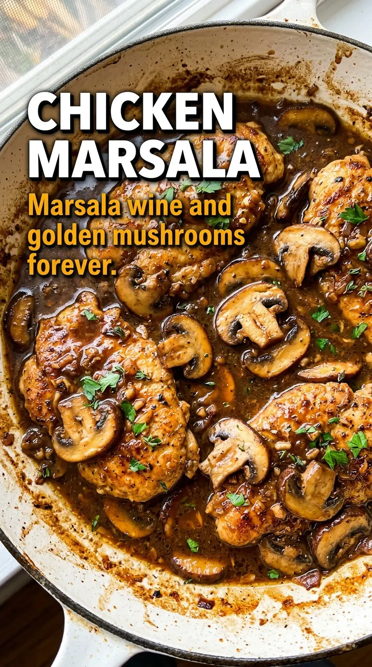 Chicken Marsala glossy mushroom sauce