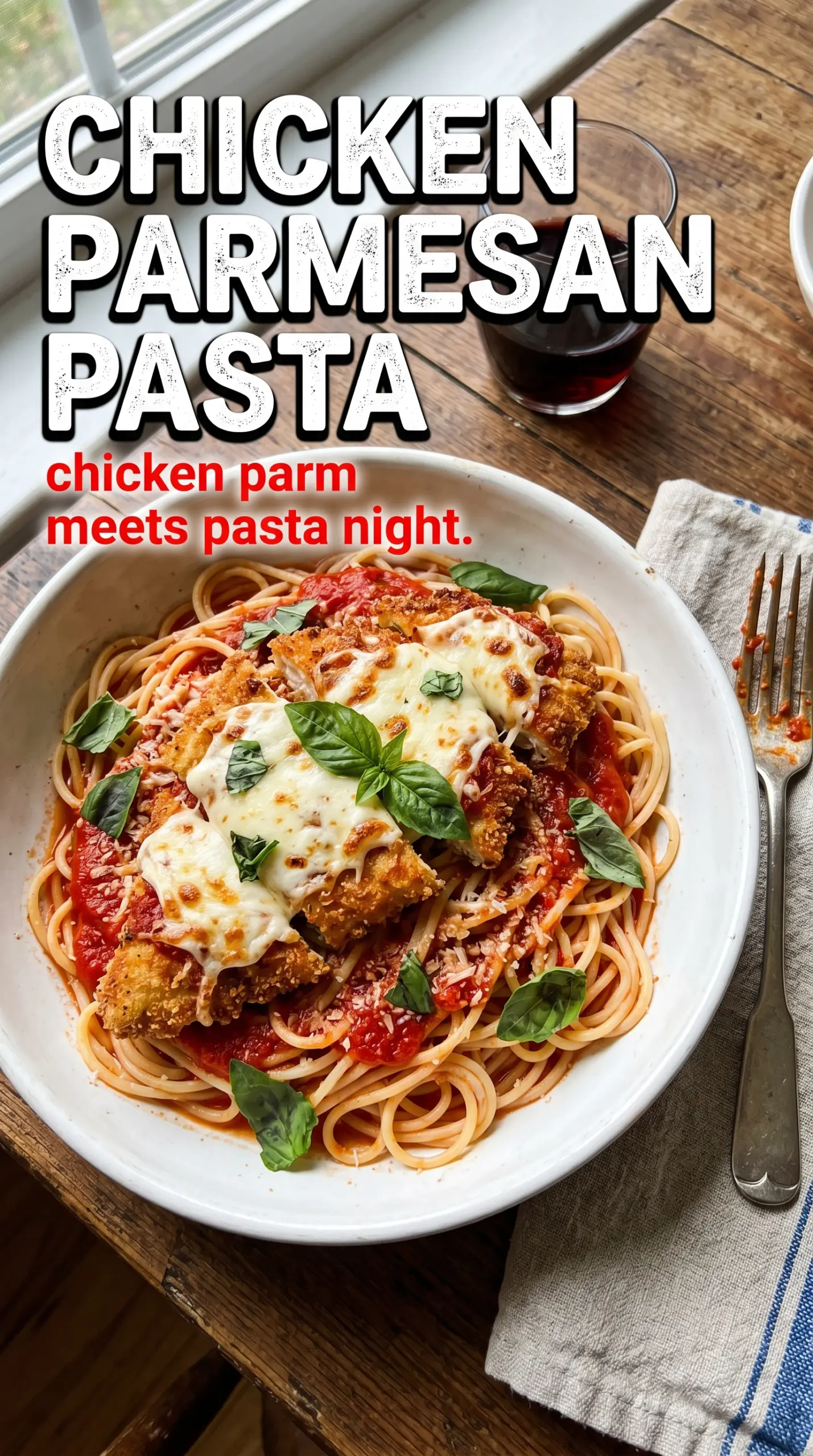 chicken parmesan pasta cheesy baked