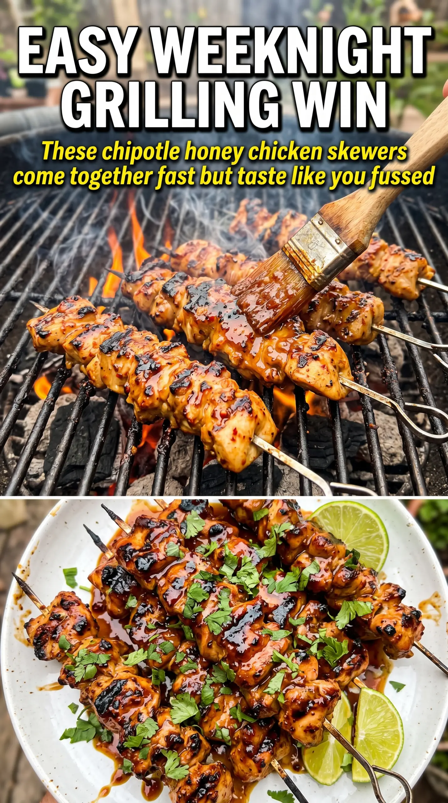 Chipotle honey chicken skewers smoky glazed