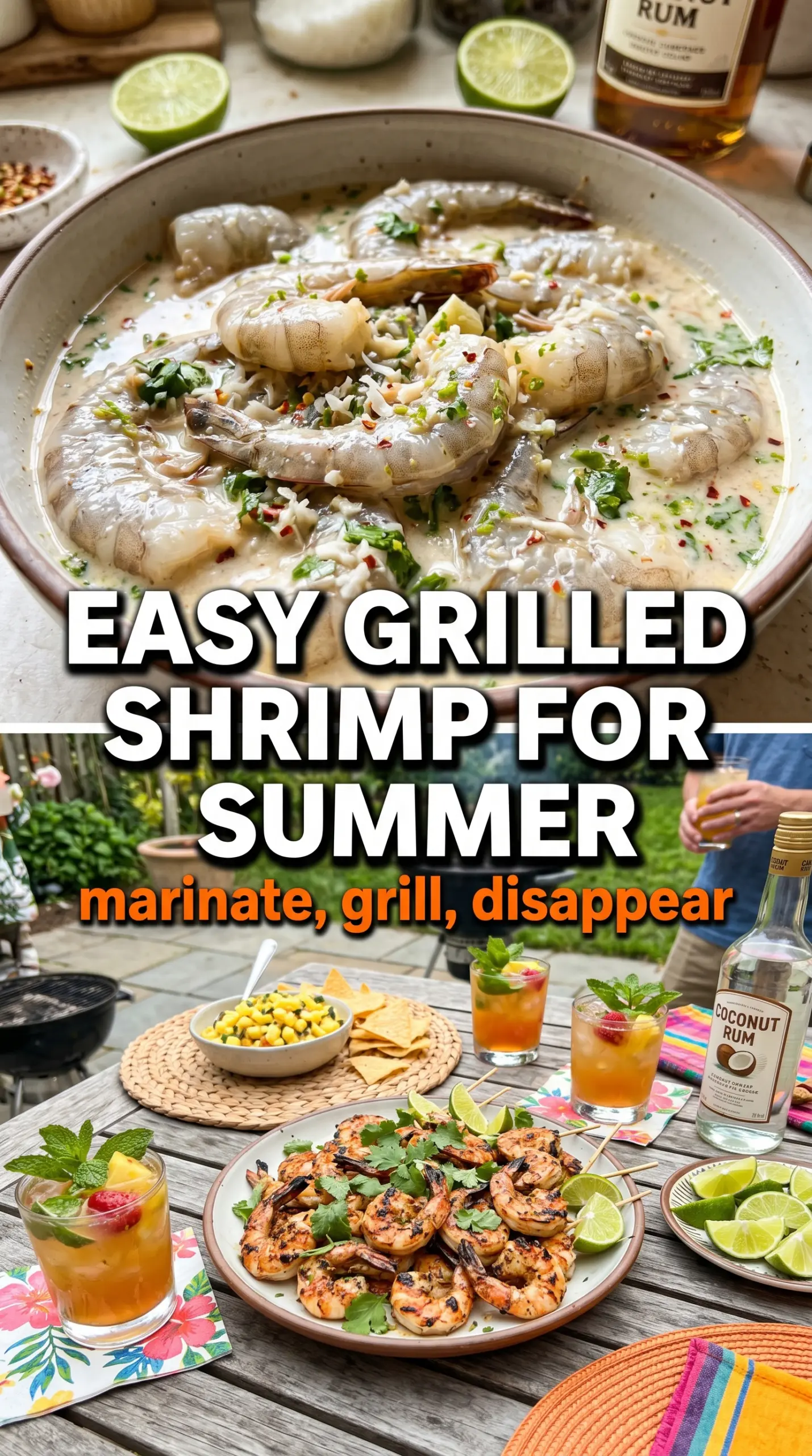 Coconut rum grilled shrimp tropical Caribbean