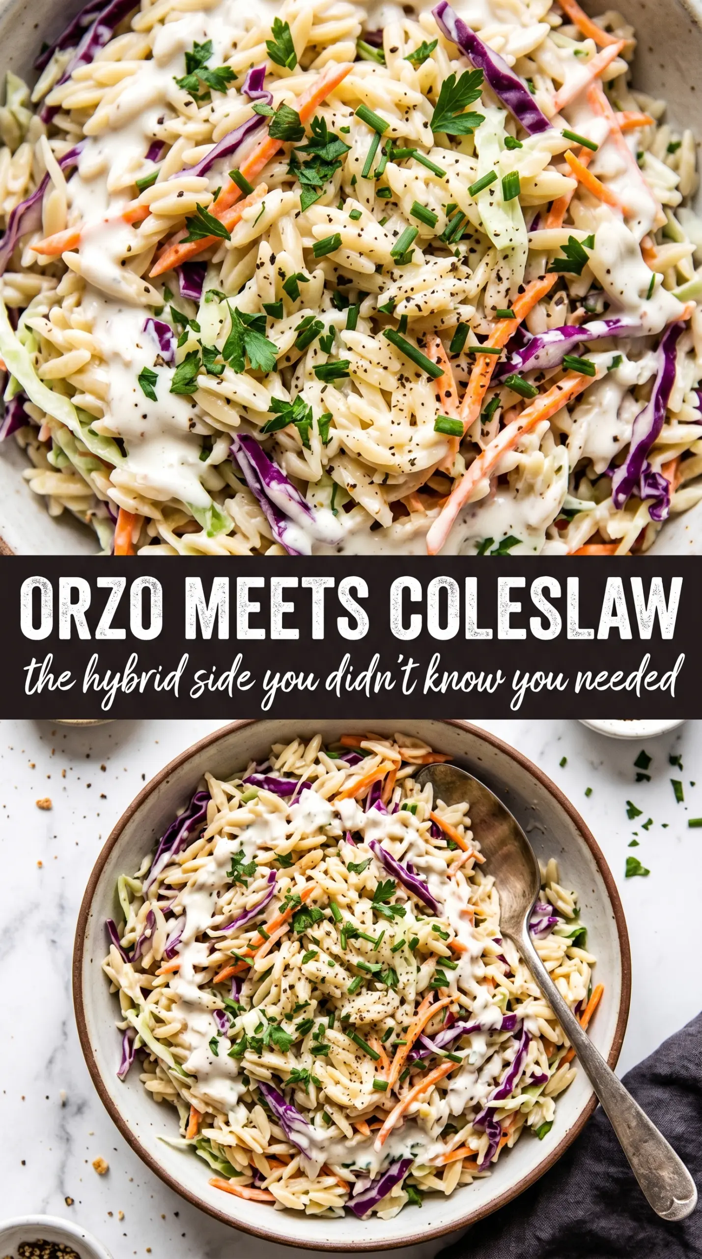 Coleslaw Orzo Salad creamy crunchy tangy