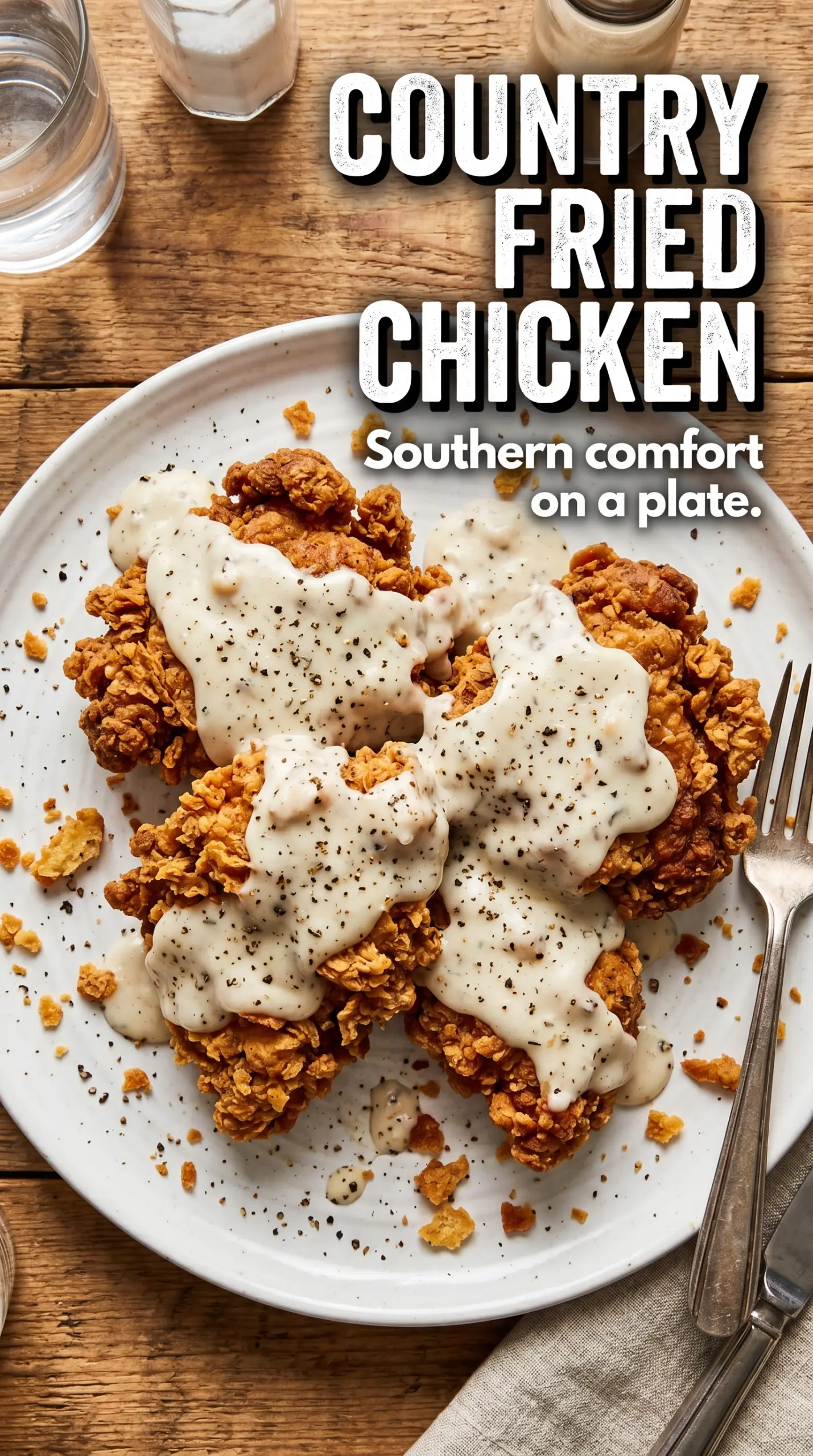 Country fried chicken crispy golden juicy
