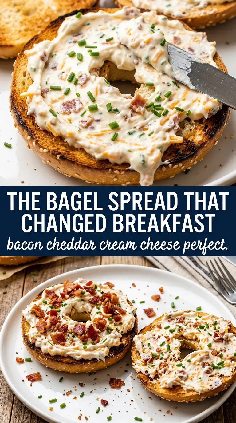 Creamy bacon cheddar bagels loaded savory cheesy