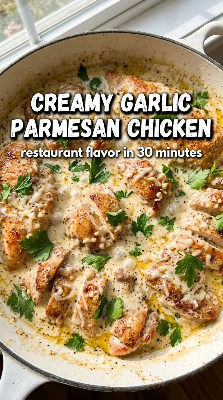 Creamy Garlic Parmesan Chicken, creamy skillet, golden chicken