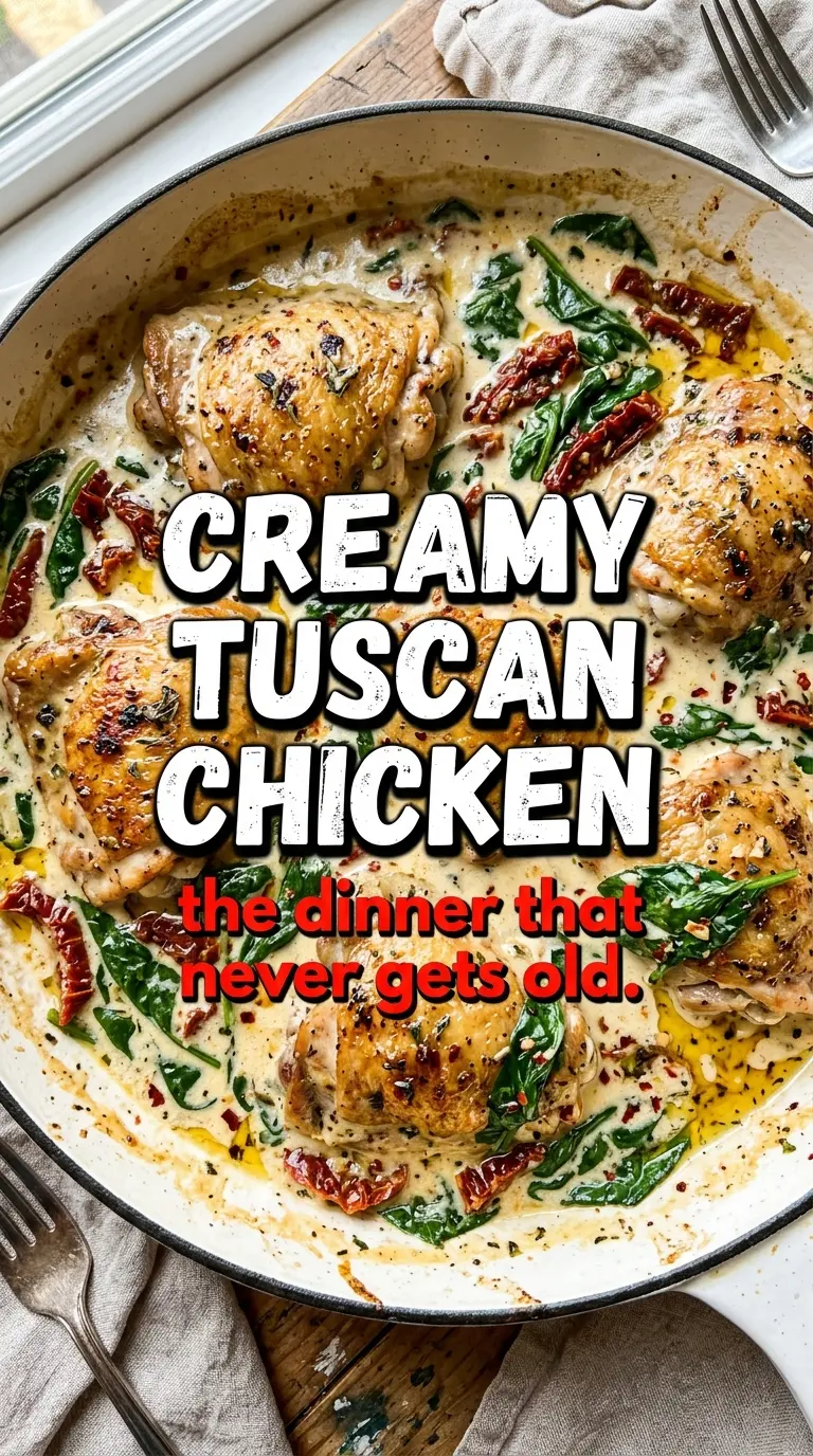 Creamy Tuscan Chicken creamy skillet, sun-dried tomatoes, spinach