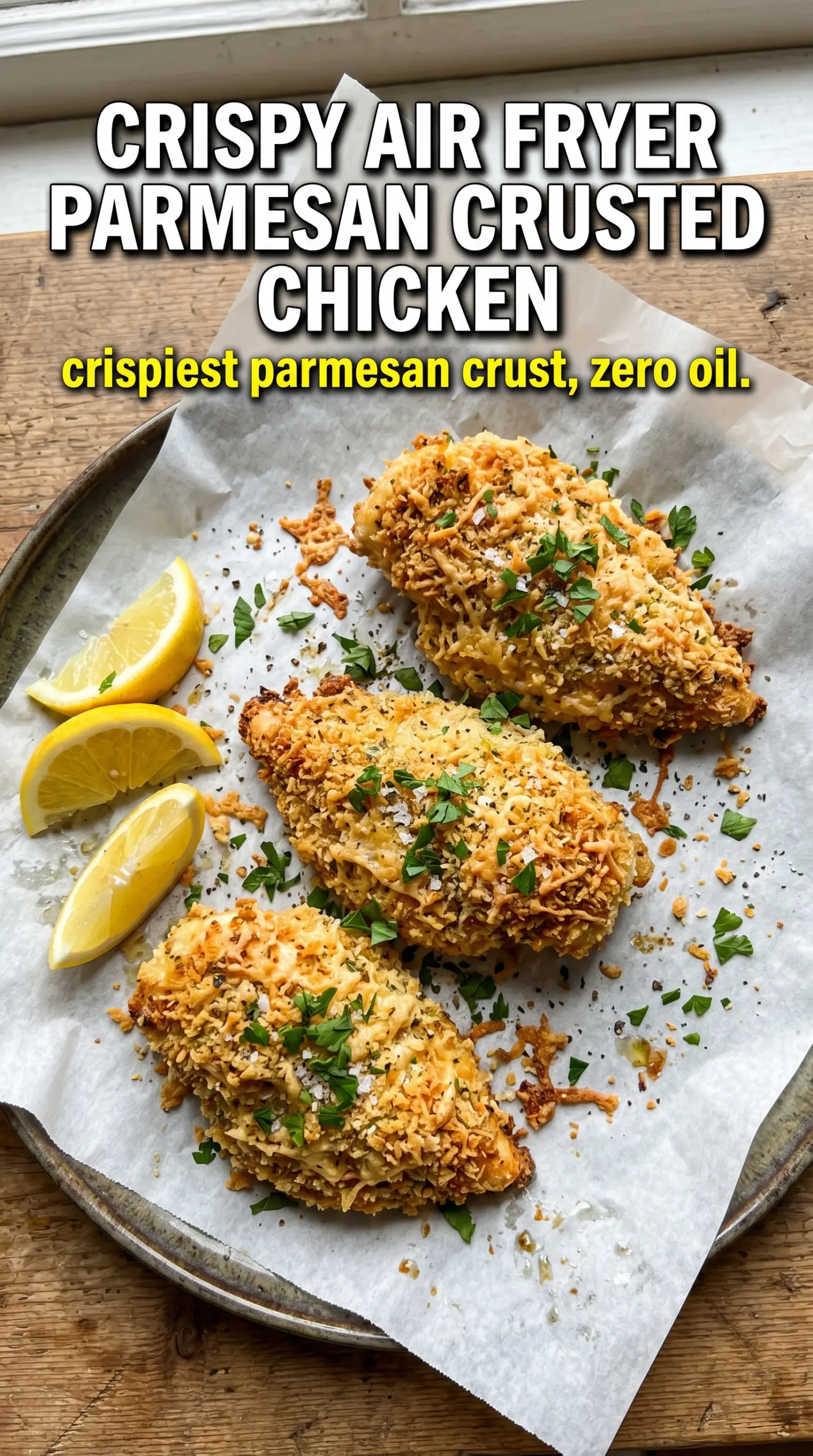 Crispy Air Fryer Parmesan Crusted Chicken golden crunchy juicy
