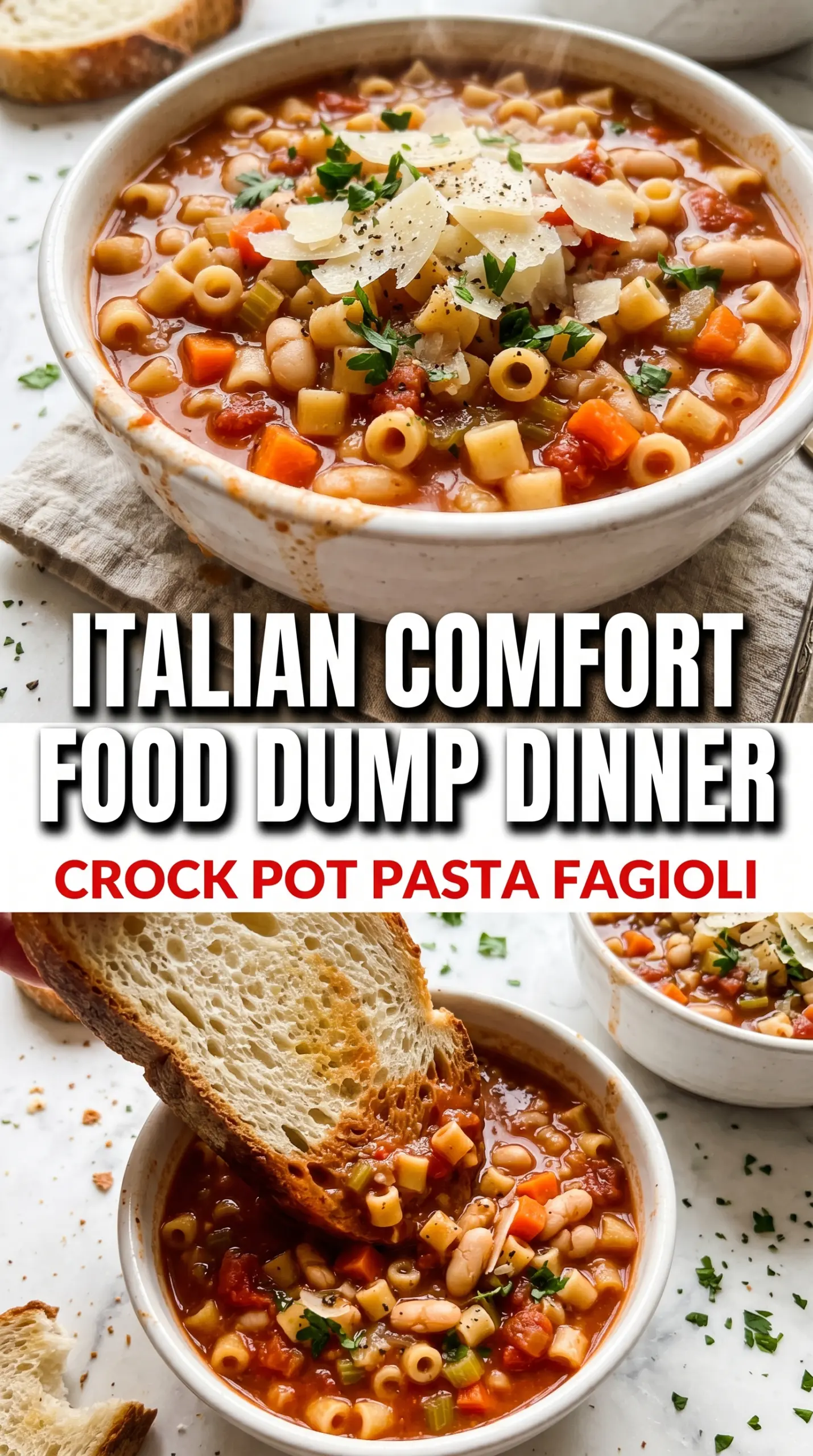 Crock Pot Pasta Fagioli hearty soup rustic