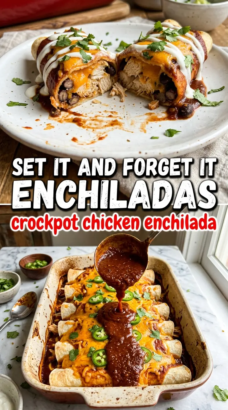 Crockpot Chicken Enchiladas saucy cheesy Tex-Mex