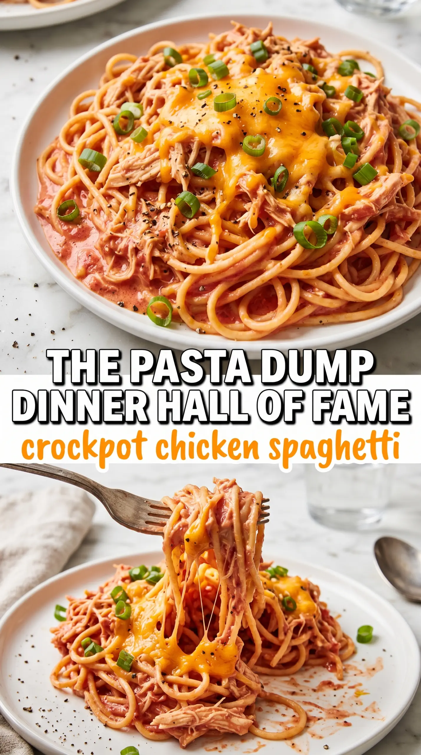 Crockpot chicken spaghetti creamy cheesy