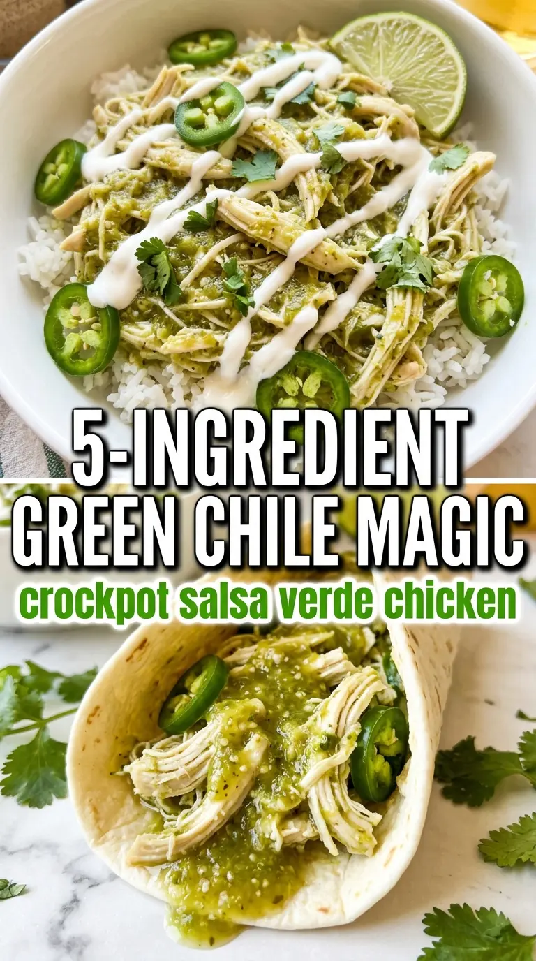 Crockpot Salsa Verde Chicken tangy shredded Tex-Mex