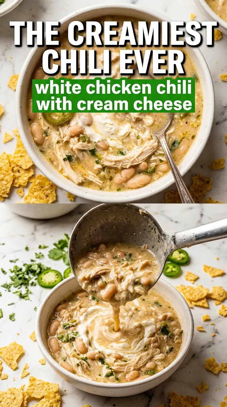 Crockpot White Chicken Chili with Cream Cheese creamy Tex-Mex