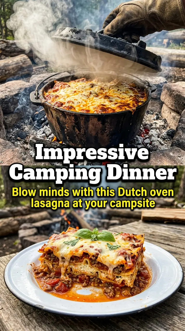 Dutch Oven Lasagna cheesy layered
