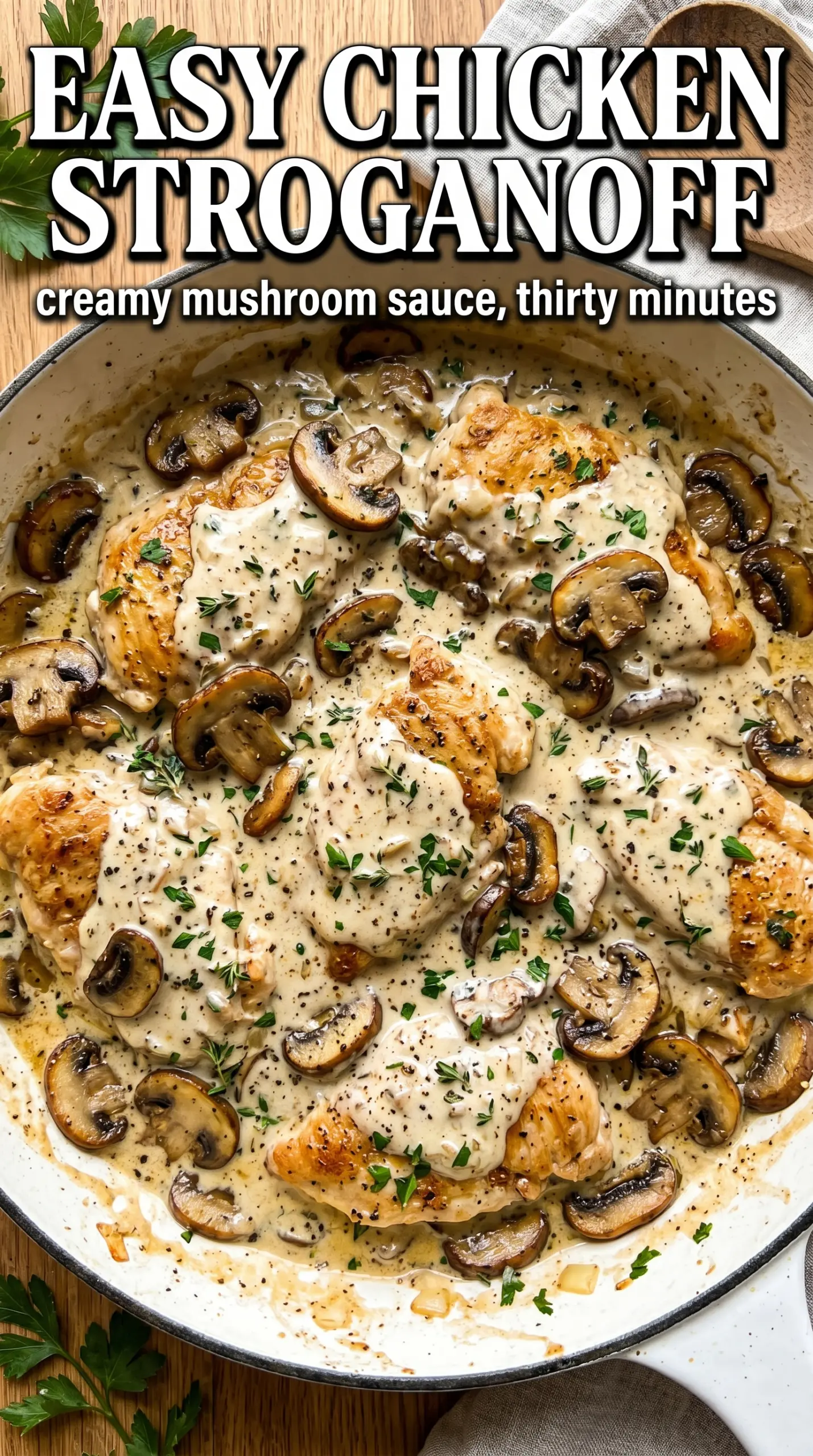Creamy chicken dish with sauce on a plate